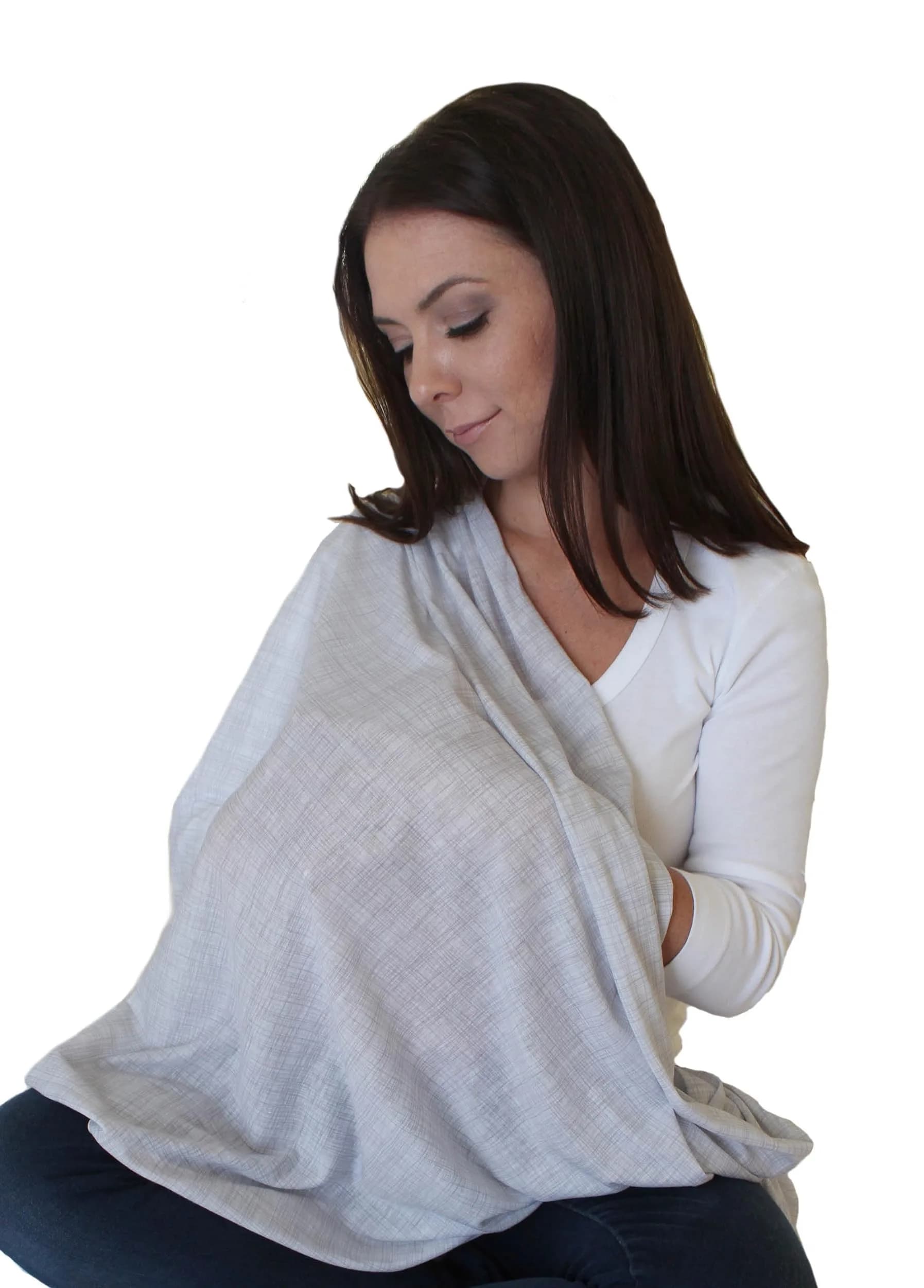 LK Baby Infinity Nursing Scarf Breastfeeding Cover Heathered Grey | Soft Jersey, Breathable, Multi-Use - main product image