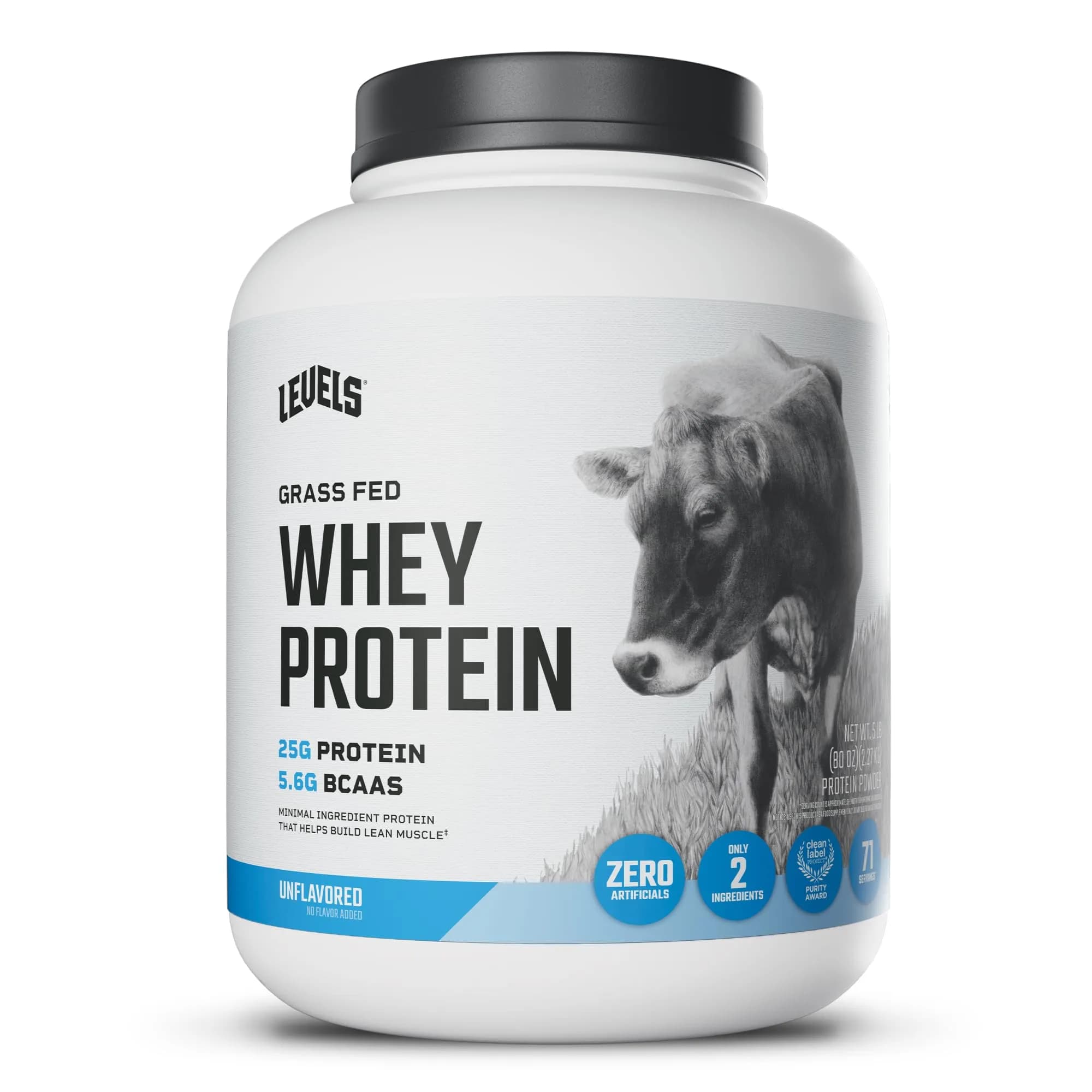 Levels Grass Fed Whey Protein Powder Unflavored 5LB | 25G Protein Per Serving - main product image