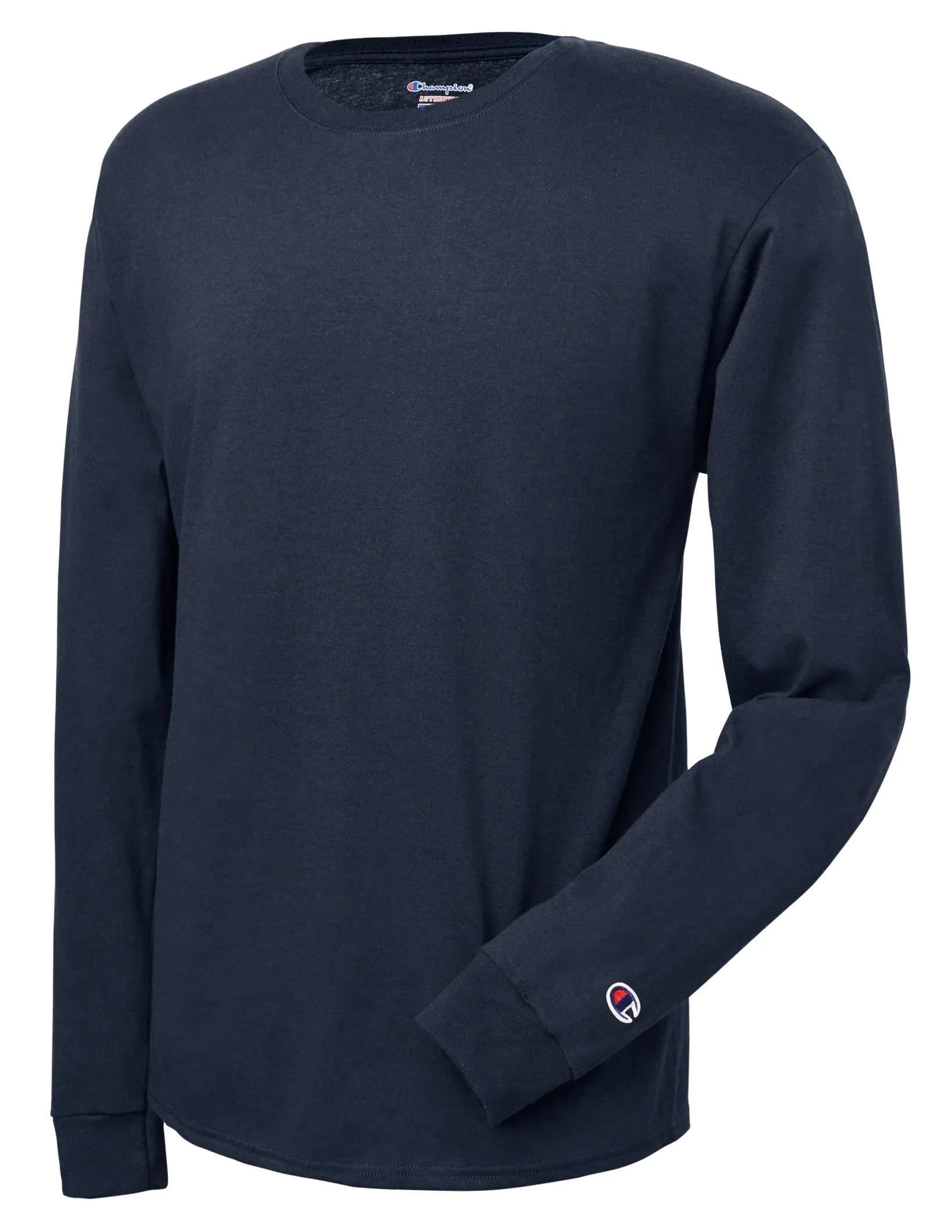 Champion Men's Cotton Long Sleeve Tee Shirt, Oxford Gray | Comfortable, Durable & Imported from USA