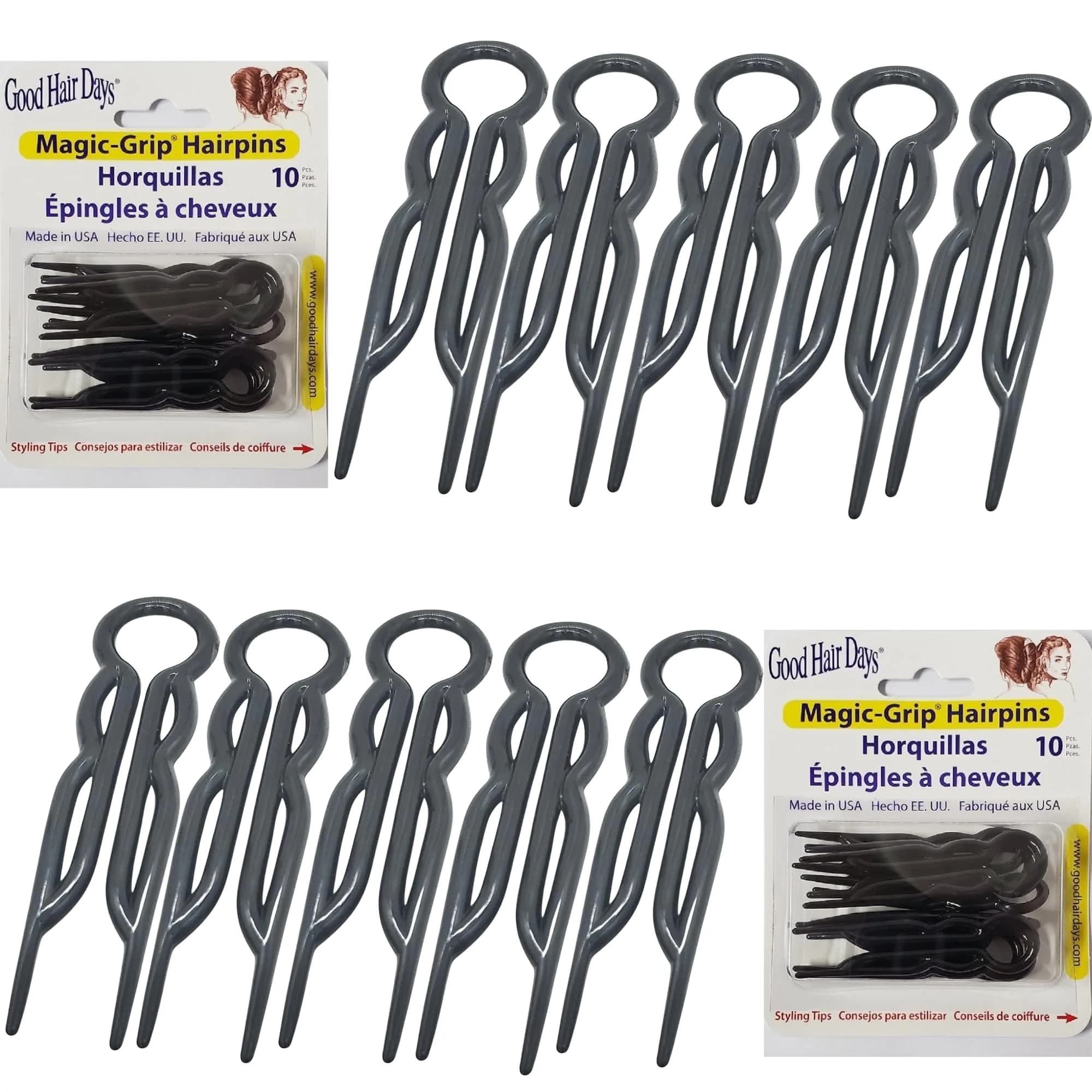 Good Hair Days Magic-Grip Styling U-Shaped Hair Pins, Strong Hold, 20 Pack | Clear Crystal Finish