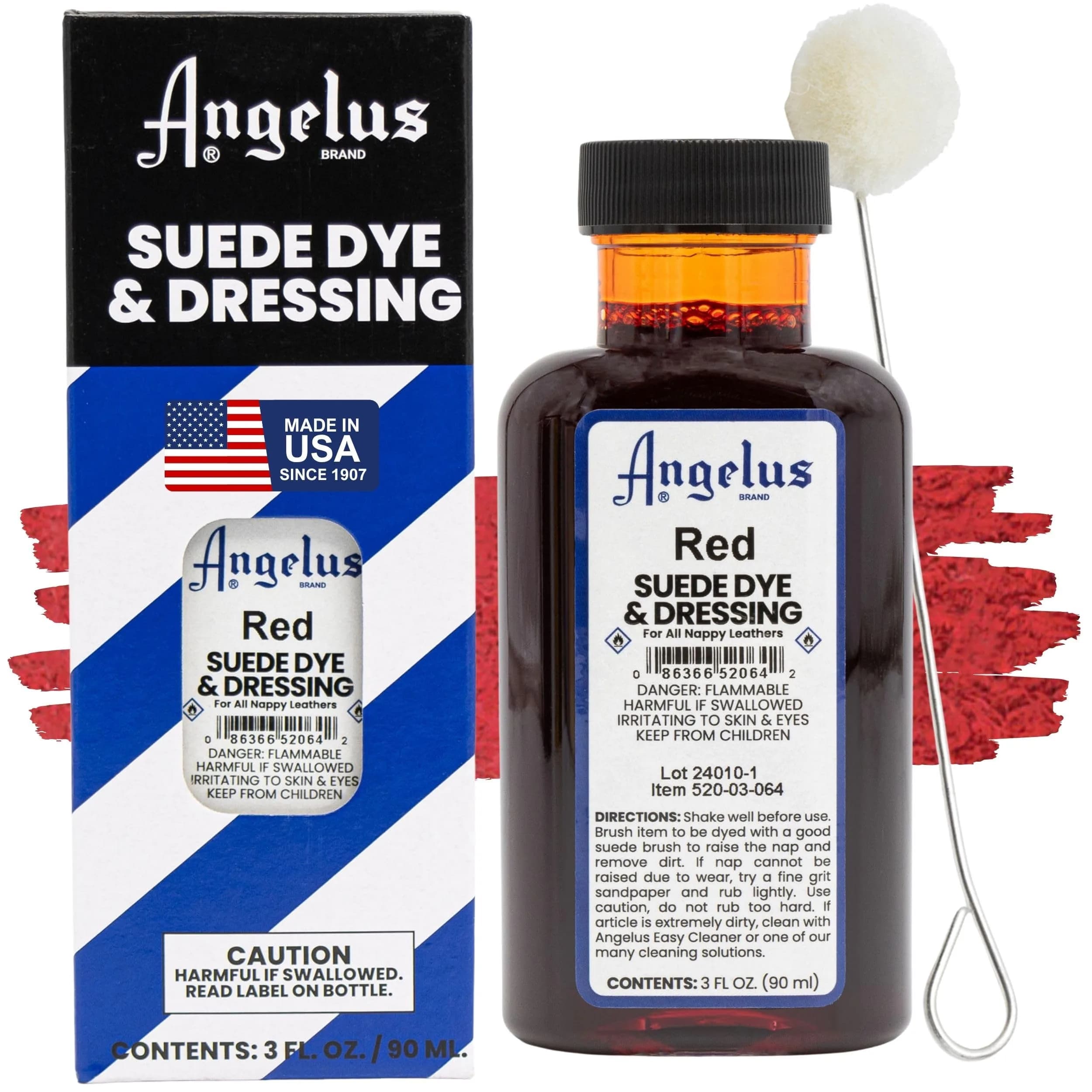 Angelus Red Suede Dye 88.7 ml (3 oz) | Restores & Enhances Nappy Leather