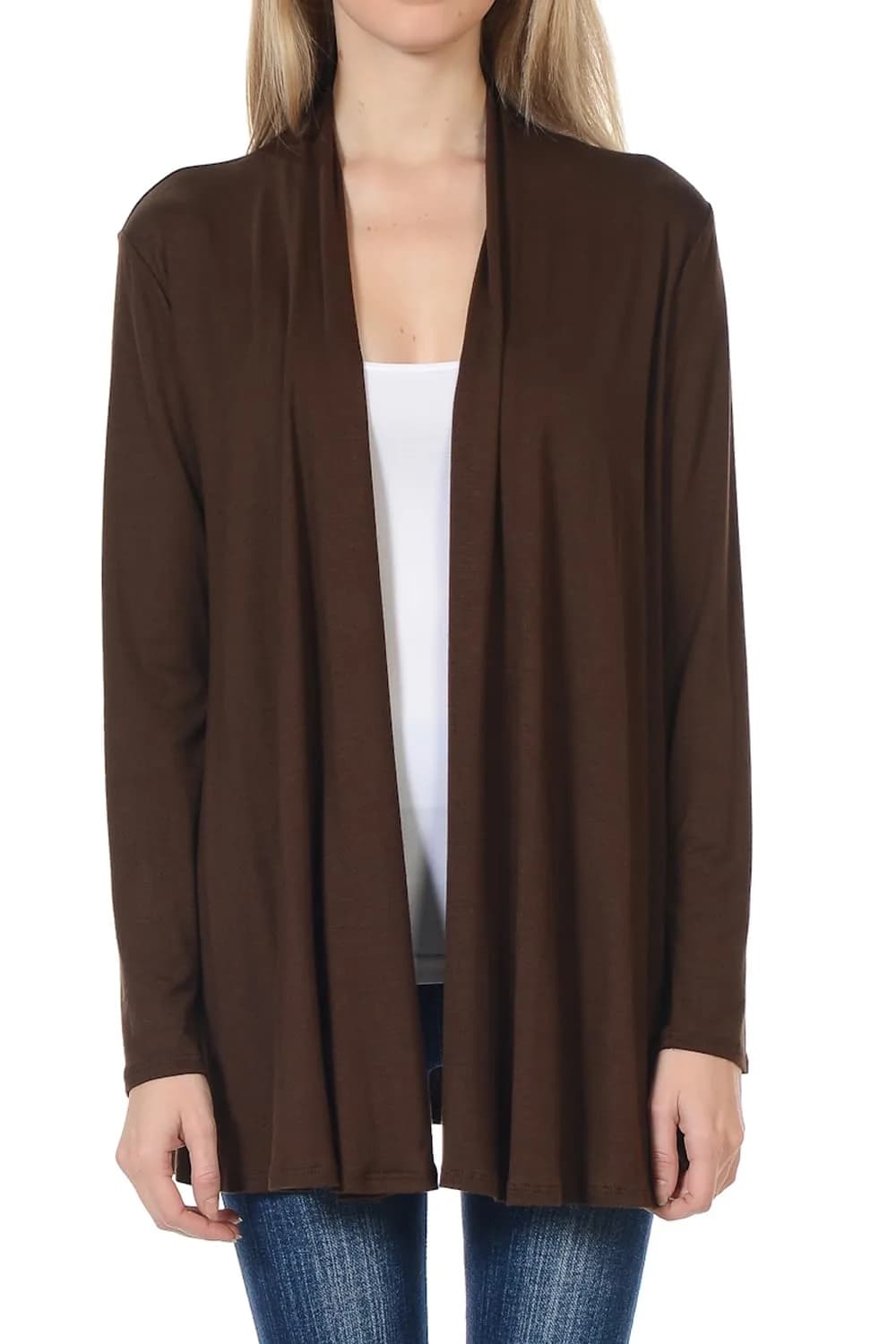 Pastel by Vivienne Women's Long Sleeve Jersey Cardigan Small Brown | Versatile, Lightweight & Comfortable