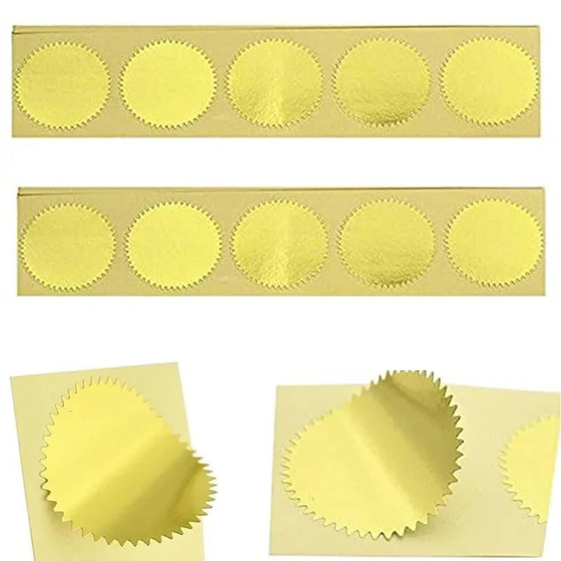 MDLG Metallic Gold Embossing Stickers 100pcs | Classic Scallop Edge for Invitations & Gifts - main product image