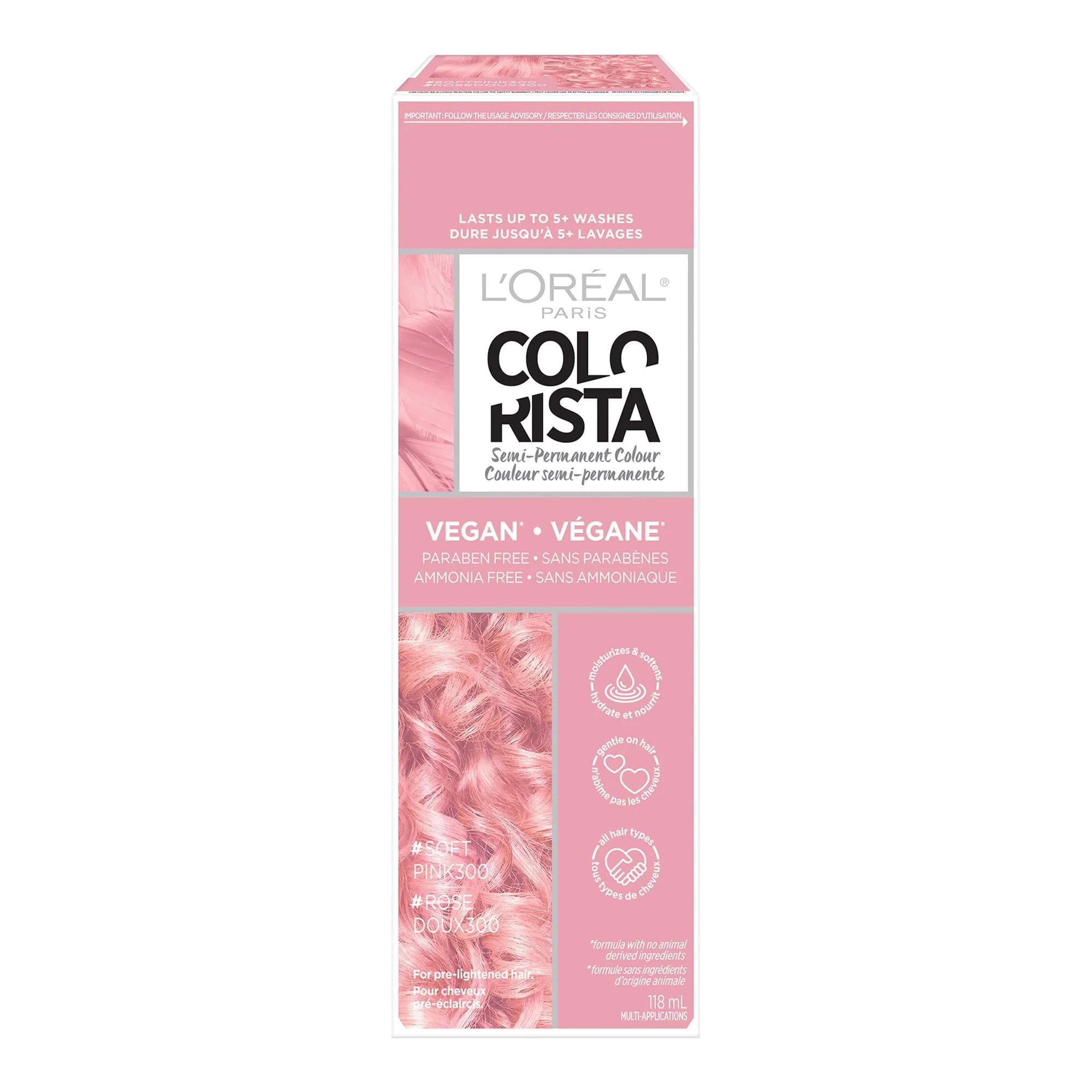 L'Oreal Paris Colorista Semi Permanent Hair Color Soft Pink | Temporary Hair Dye for Bleached or Blonde Hair - main product image