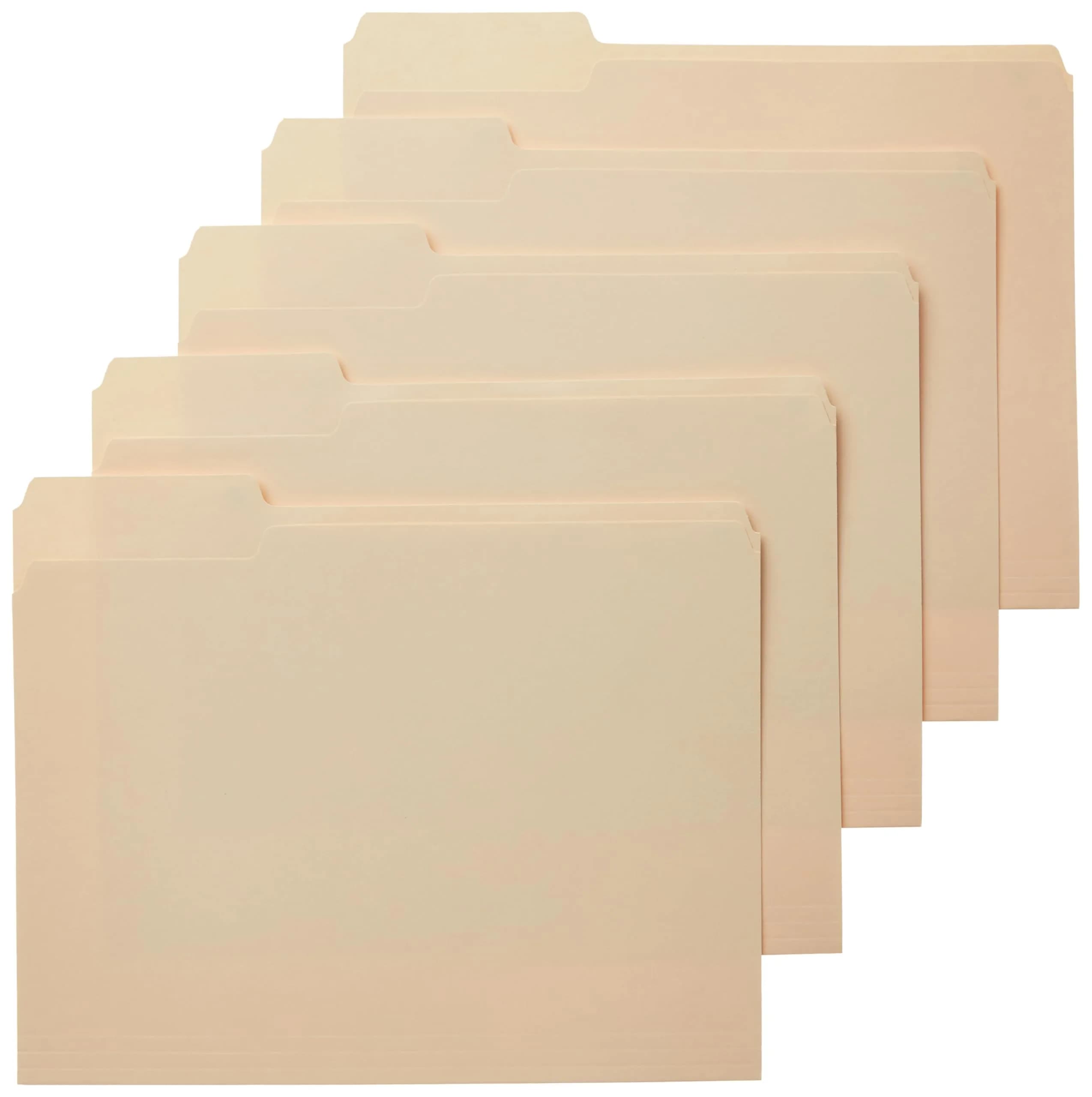 Amazon Basics Sturdy File Folders with Reinforced Tabs, Letter Size Manila, 100-Pack | 1/3-Cut Tab, Assorted Positions - main product image
