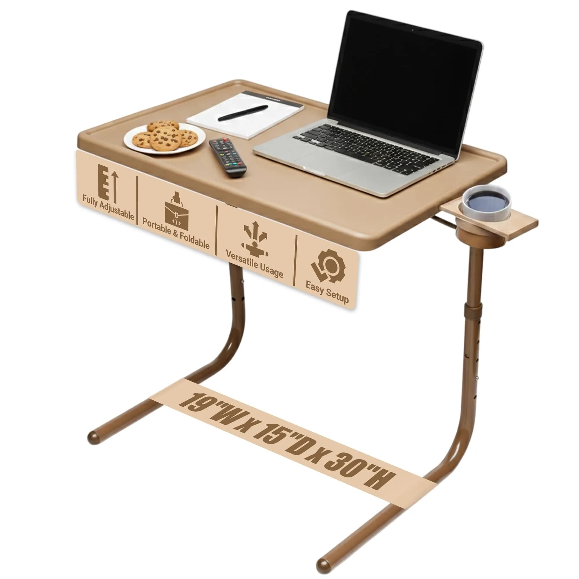 Table-Mate TV Tray Table | Portable Adjustable Dinner & Laptop Tray with Cup Holder - main product image