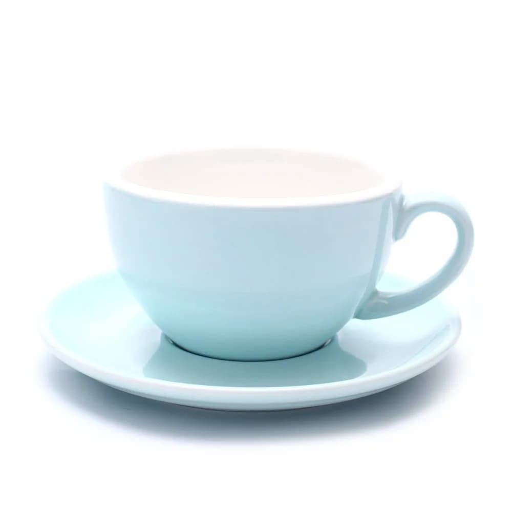 Coffeezone Latte Art Cup and Saucer for Latte & Cappuccino, Ceramic (Glossy Light Blue, 10.5 oz) | Perfect for Baristas & Coffee Shops - main product image