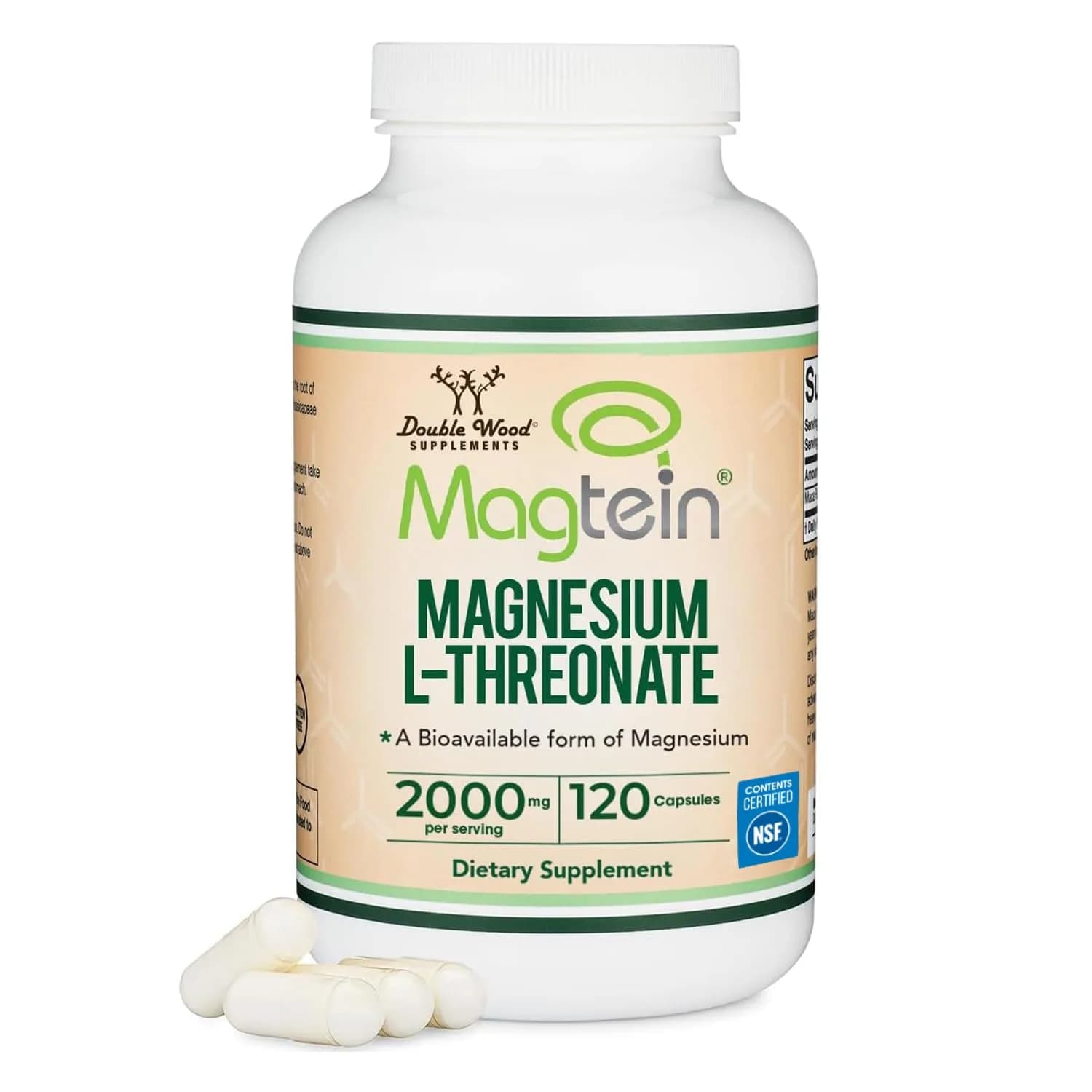Double Wood Supplements Magnesium L-Threonate Capsules 2,000 mg | High Absorption Brain Support - main product image