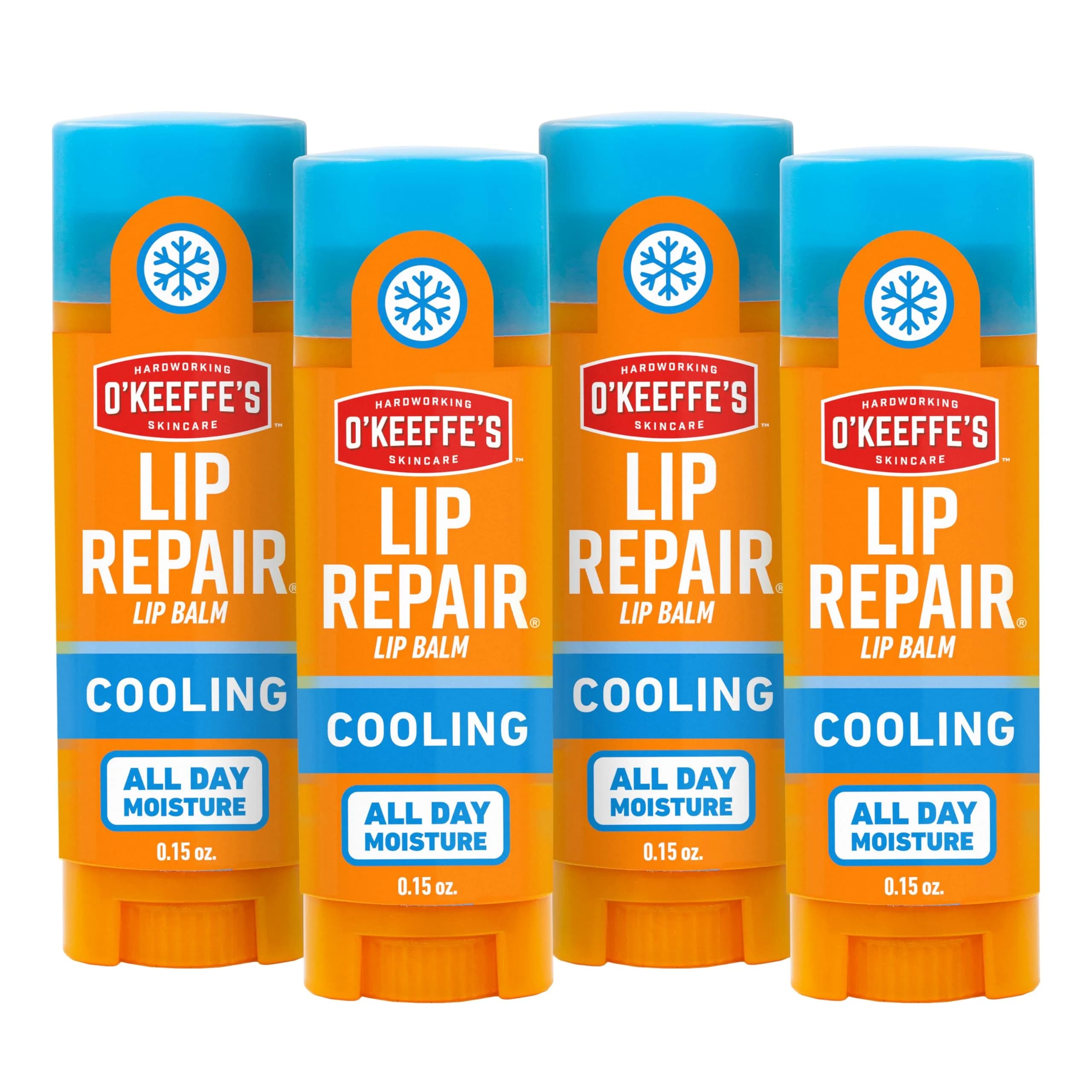 O'Keeffe's Lip Repair Cooling Relief Lip Balm 4 Pack | Soothes & Moisturizes Dry, Cracked Lips