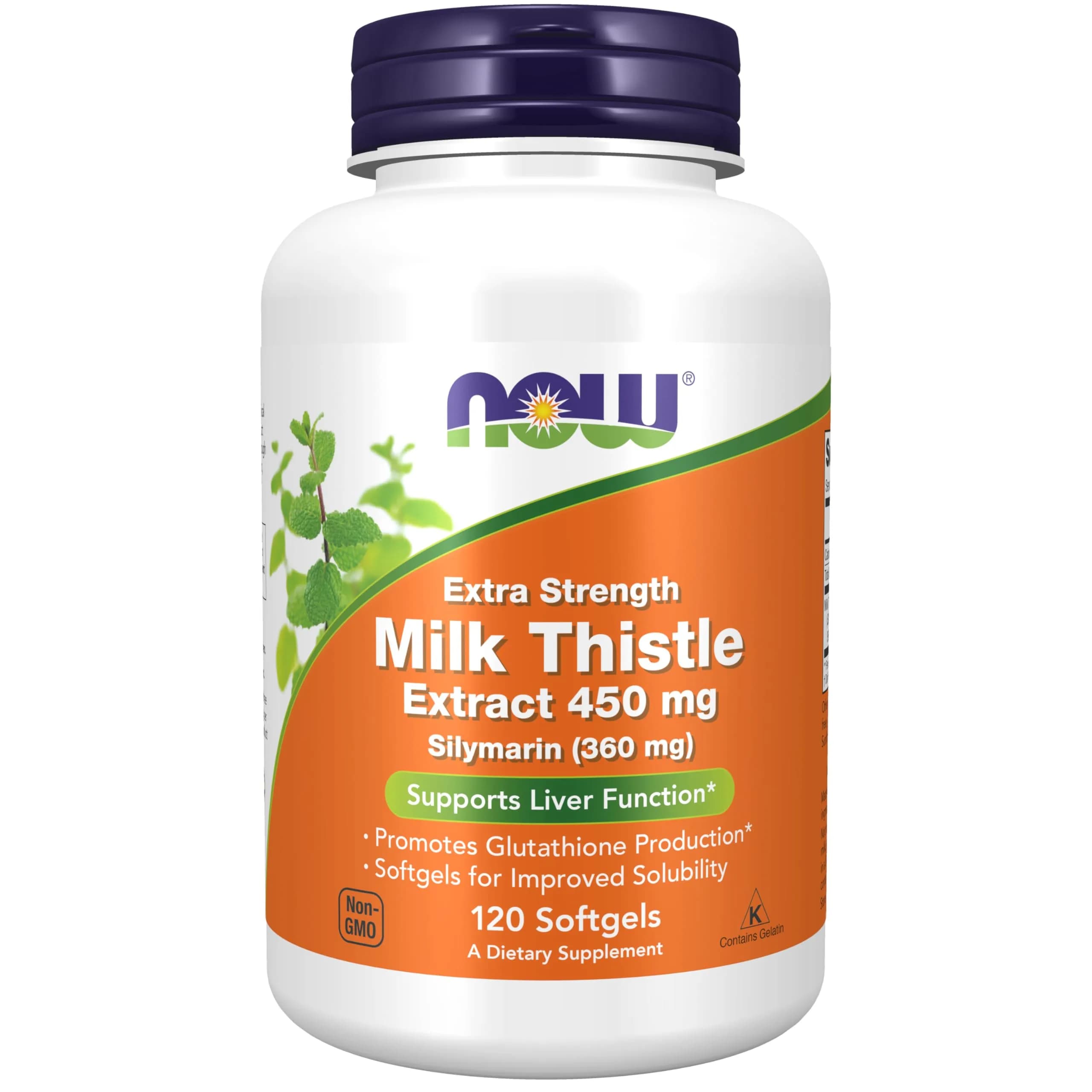 NOW Silymarin Milk Thistle Extract 450 mg | Supports Liver Function & Detox | 120 Softgels