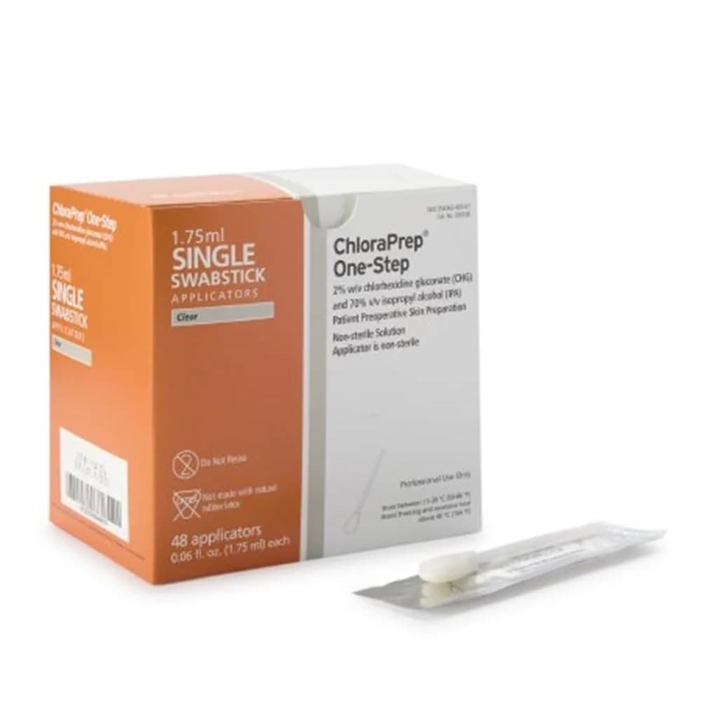 Yasirona Chloraprep Swabstick Applicator 1.75ml (Box of 48) | 2% CHG & 70% IPA Skin Prep - main product image