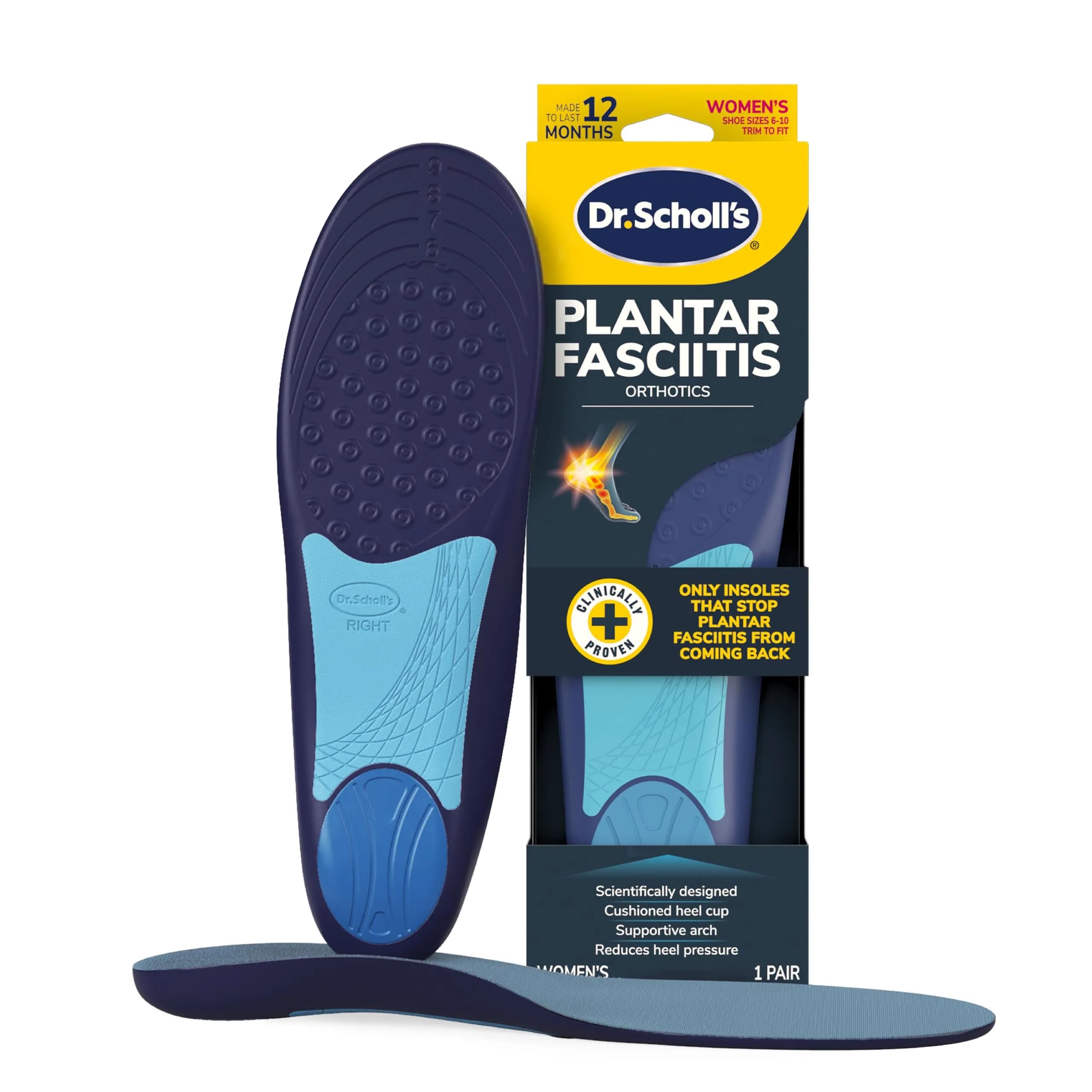 Dr. Scholl's Plantar Fasciitis Relief Orthotic Insoles for Women - Medium Arch Support, Cut to Fit | Relieves Heel Pain & Spurs - main product image