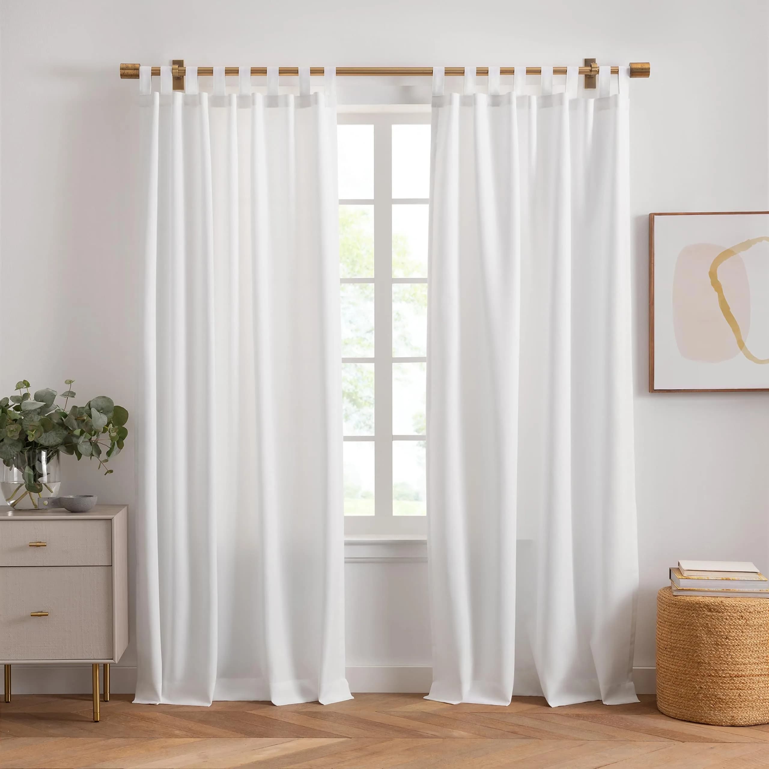 Threadmade Matine Solid Tab Top Indoor/Outdoor Window Curtain, White - 52" W x 95" L | UV 50+ Sun & Privacy - main product image