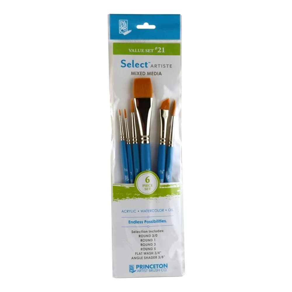 Princeton Select Artiste Brush Set No. 21, Synthetic, 6 Piece | Artist Paint Brushes for Acrylic, Watercolor, Oil - main product image
