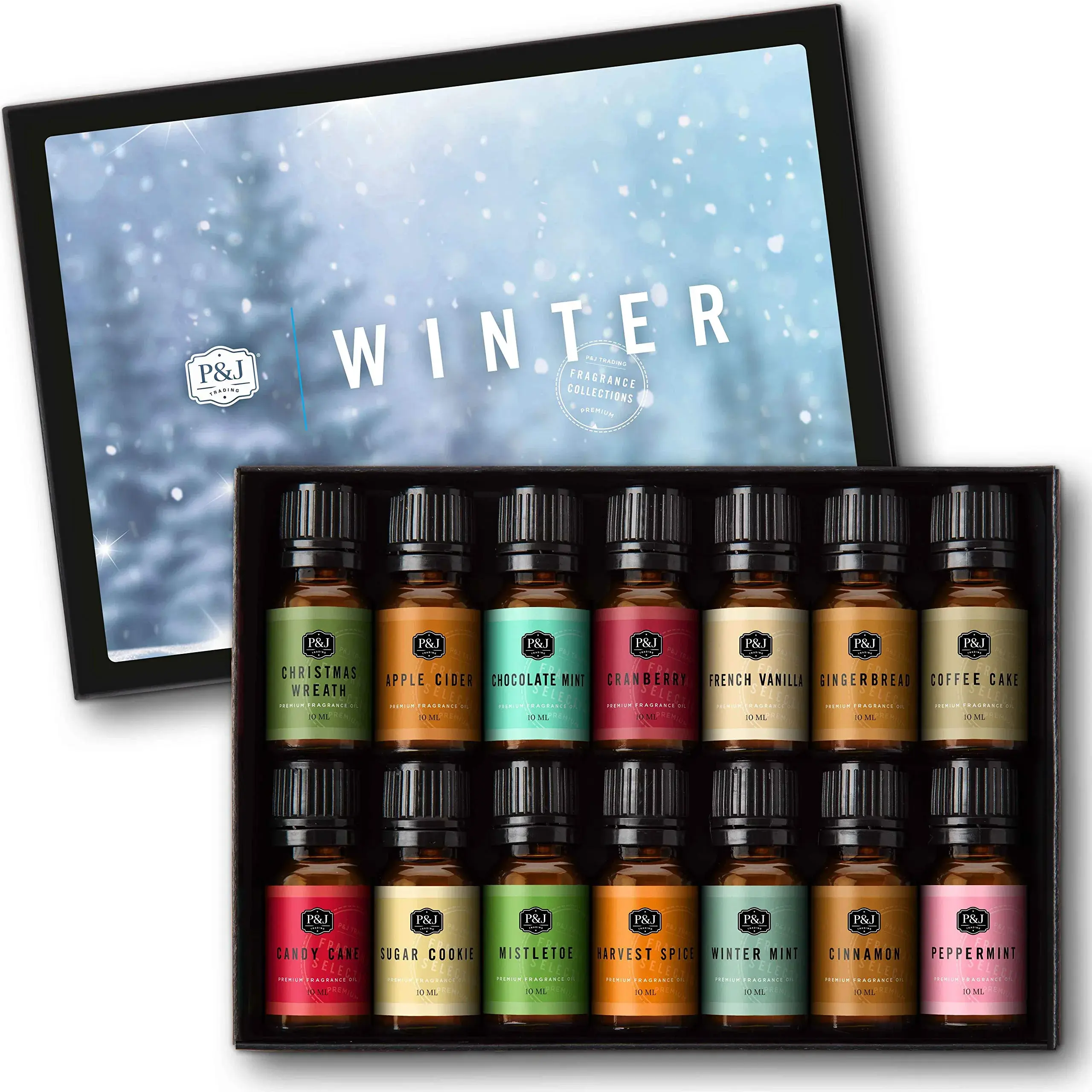 P&J Trading Winter Fragrance Oil Set | 14 x 10ml Premium Grade Essential Oils for Candle Making, Diffuser, Soap & DIY Crafts - main product image