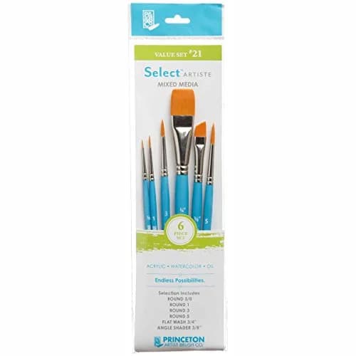 Princeton Select Artiste Series 3750 Paint Brush Set of 6 | Versatile Synthetic Bristles for Acrylic, Watercolor, Oil - main product image