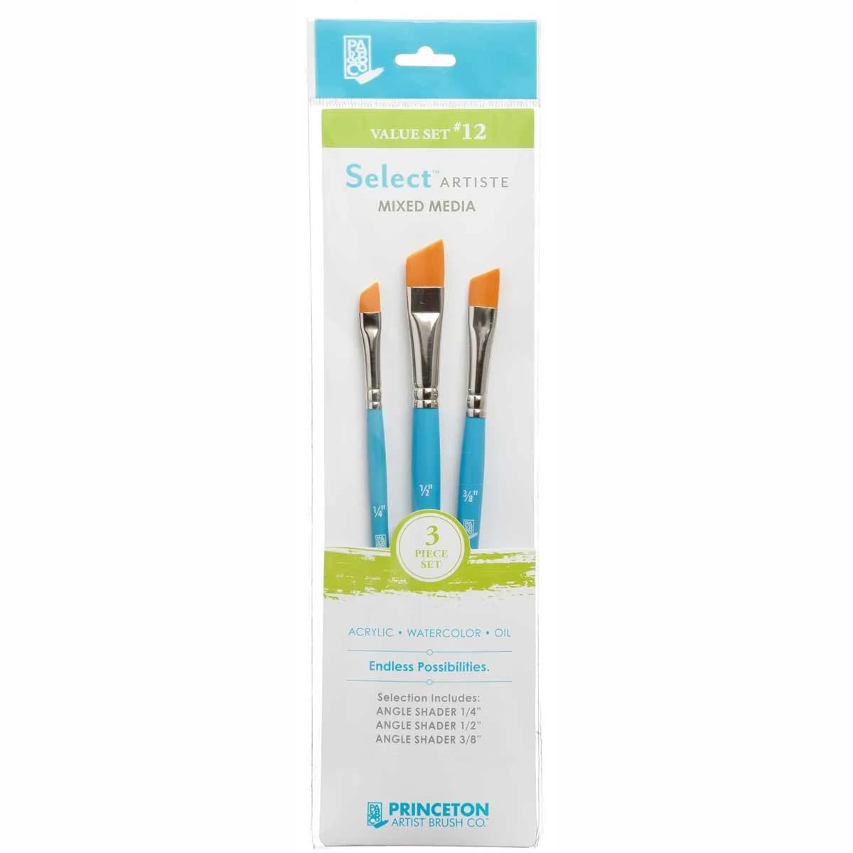 Princeton Select Artiste Brush Set No. 12, Synthetic, 3 Piece | Artist Quality for Acrylic, Oil & Watercolor - main product image