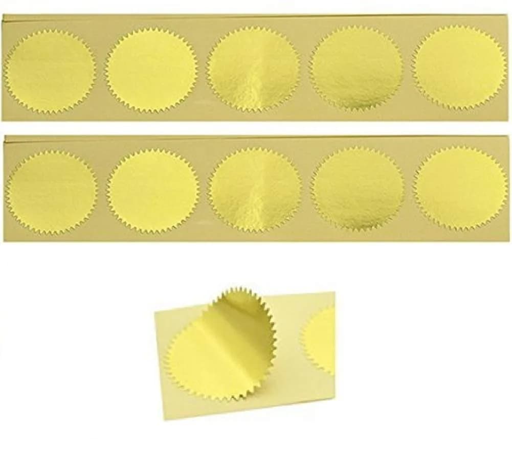 UNIQOOO Gold Embossed Foil Blank Certificate Sealing Stickers 100pcs (1.75" Diameter) | Classic Solid Pattern - main product image