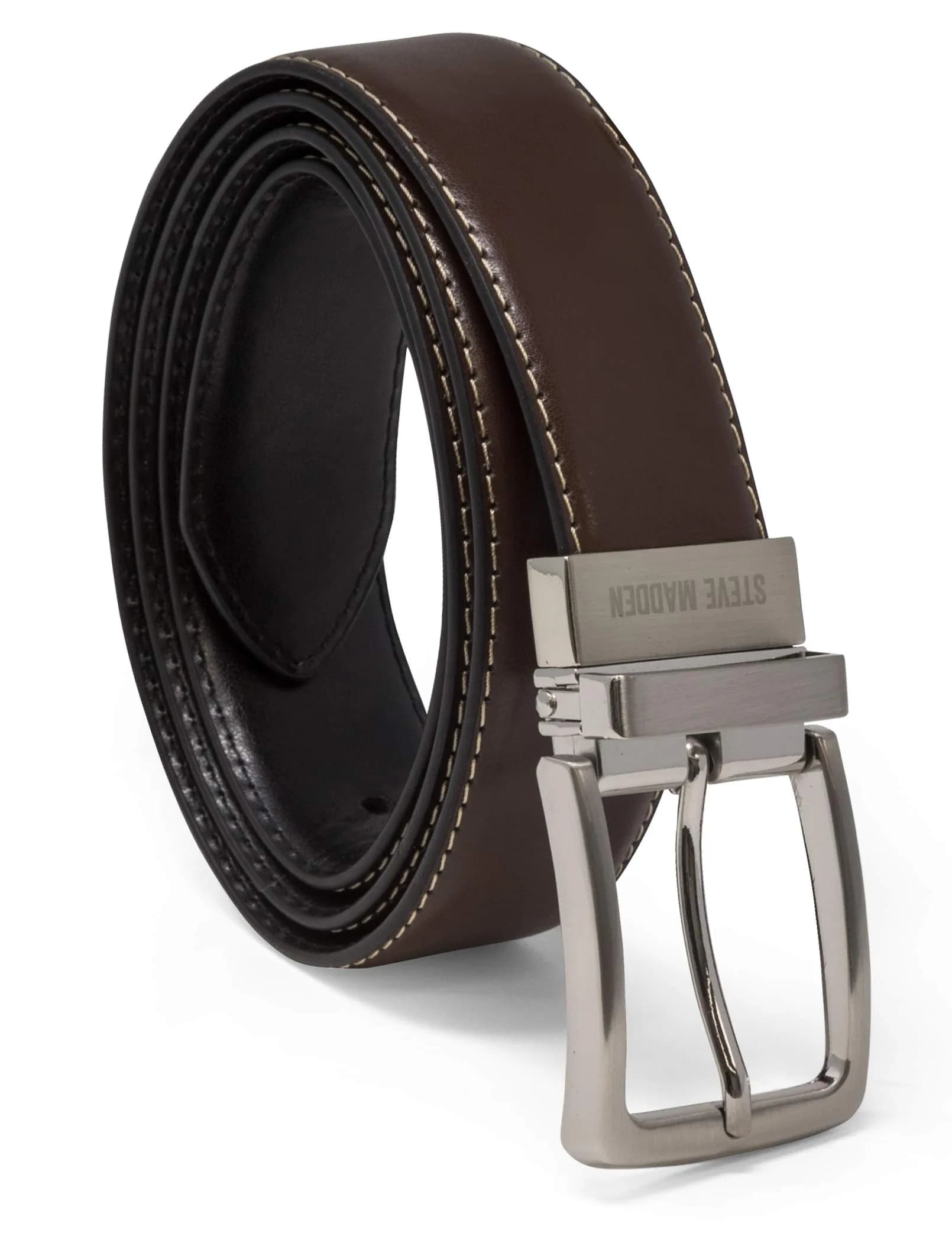 Steve Madden Reversible Men's Dress Casual Leather Belt, 32 | Versatile & Fashionable - main product image