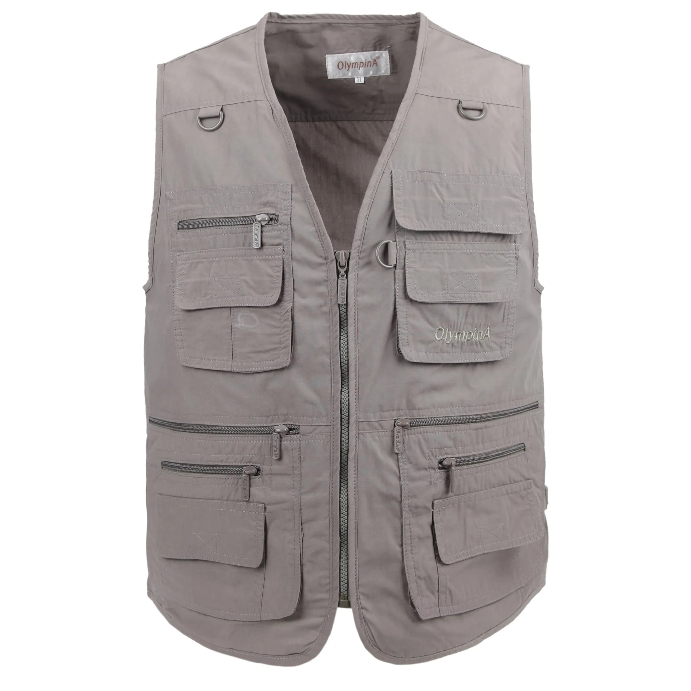 LUSI MADAM Men's Poplin Outdoors Travel Sports Multi-Pockets Work Fishing Vest 3X-Large Coffee | Utility & Comfort
