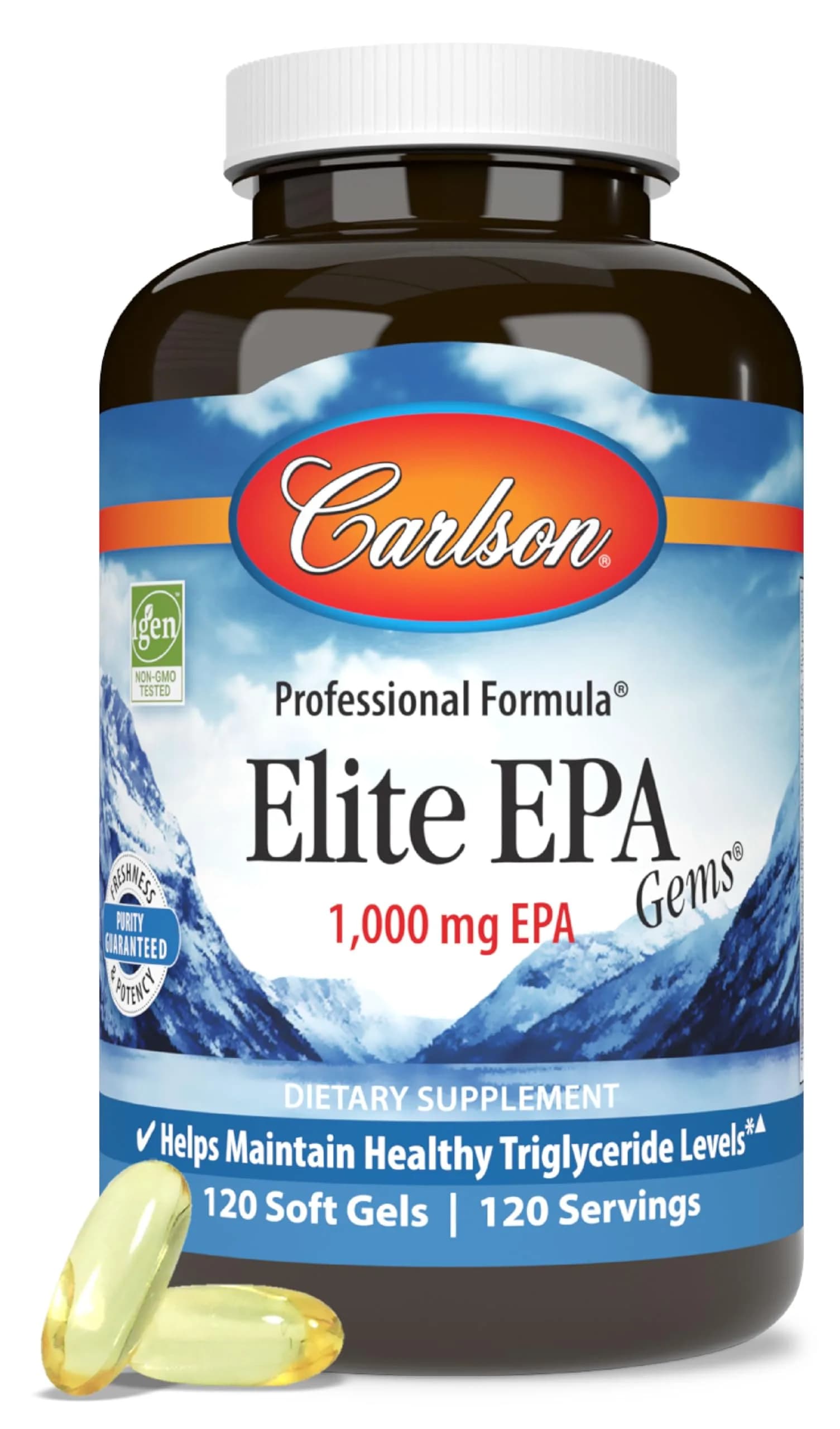 Carlson Elite EPA Gems 1000 mg | Wild-Caught Omega-3 for Heart & Mood Support - main product image