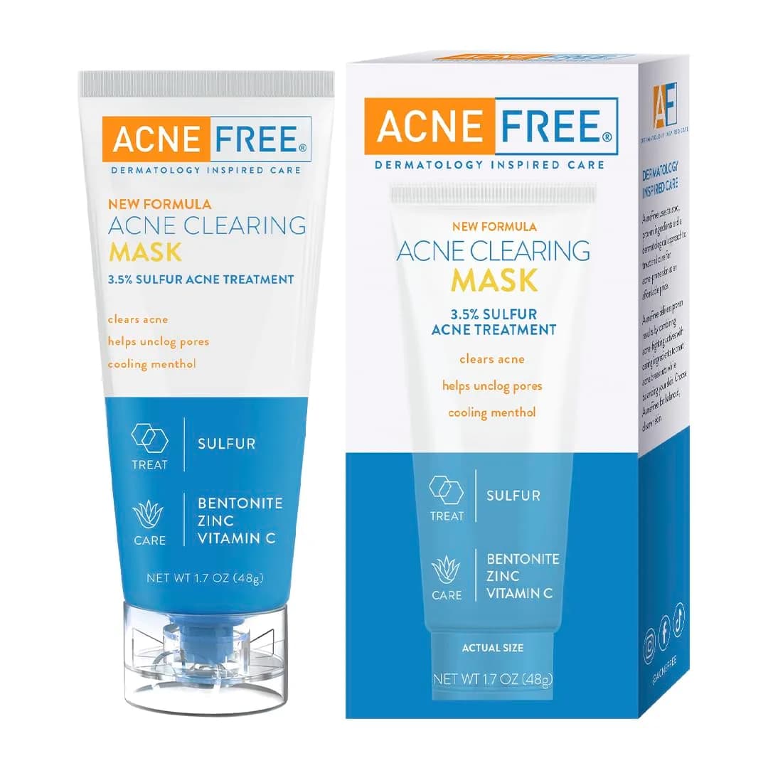 AcneFree Acne Clearing Mask with Sulfur for Acne & Oily Skin, 1.7 Oz | Absorbs Excess Oil & Unclogs Pores
