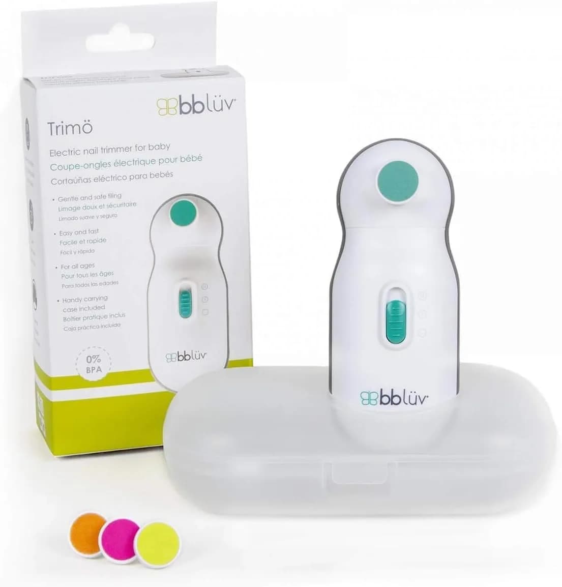 bblüv Trimö Electric Nail Clippers for Newborn Baby & Toddler | Gentle, Whisper-Quiet, 2-Speed, BPA-Free