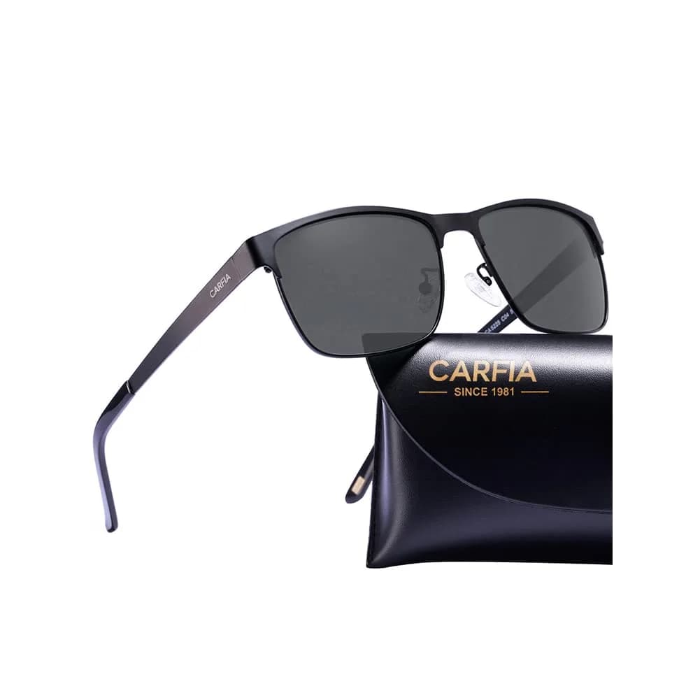 CARFIA Polarized Sunglasses for Men Spring Hinge Metal Frame CA5225 | Classic Square Design with UV400 Protection - main product image