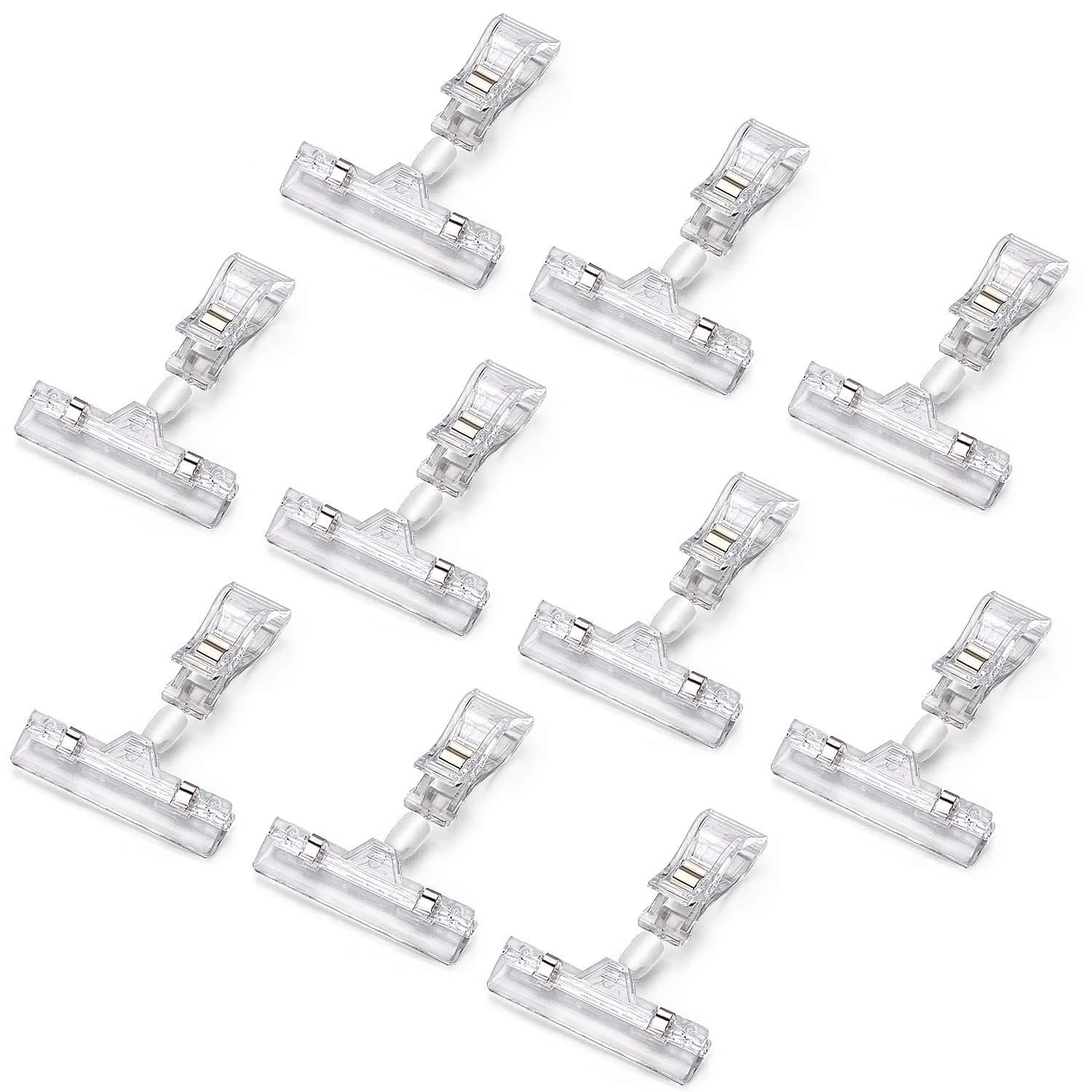 Lopalemry Plastic Merchandise Sign Clip Rotatable Pop Clip-on Holder Stand 4.13x3.15 inch | Clear Acrylic Sign Holder for Store Displays
