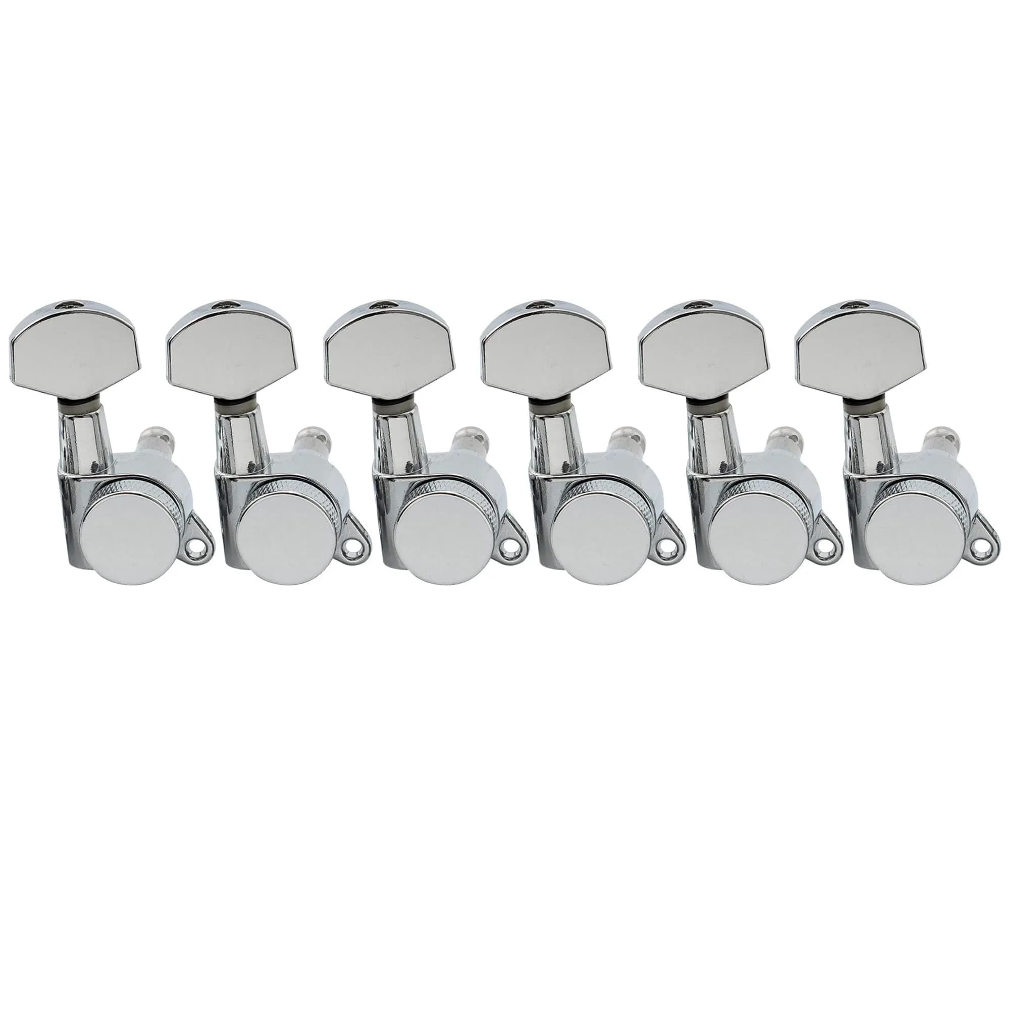 Musiclily Pro 6 Inline Locking Tuning Pegs Machines Heads Set for Fender Stratocaster Telecaster Electric Guitar, Chrome (6-Pack) - main product image