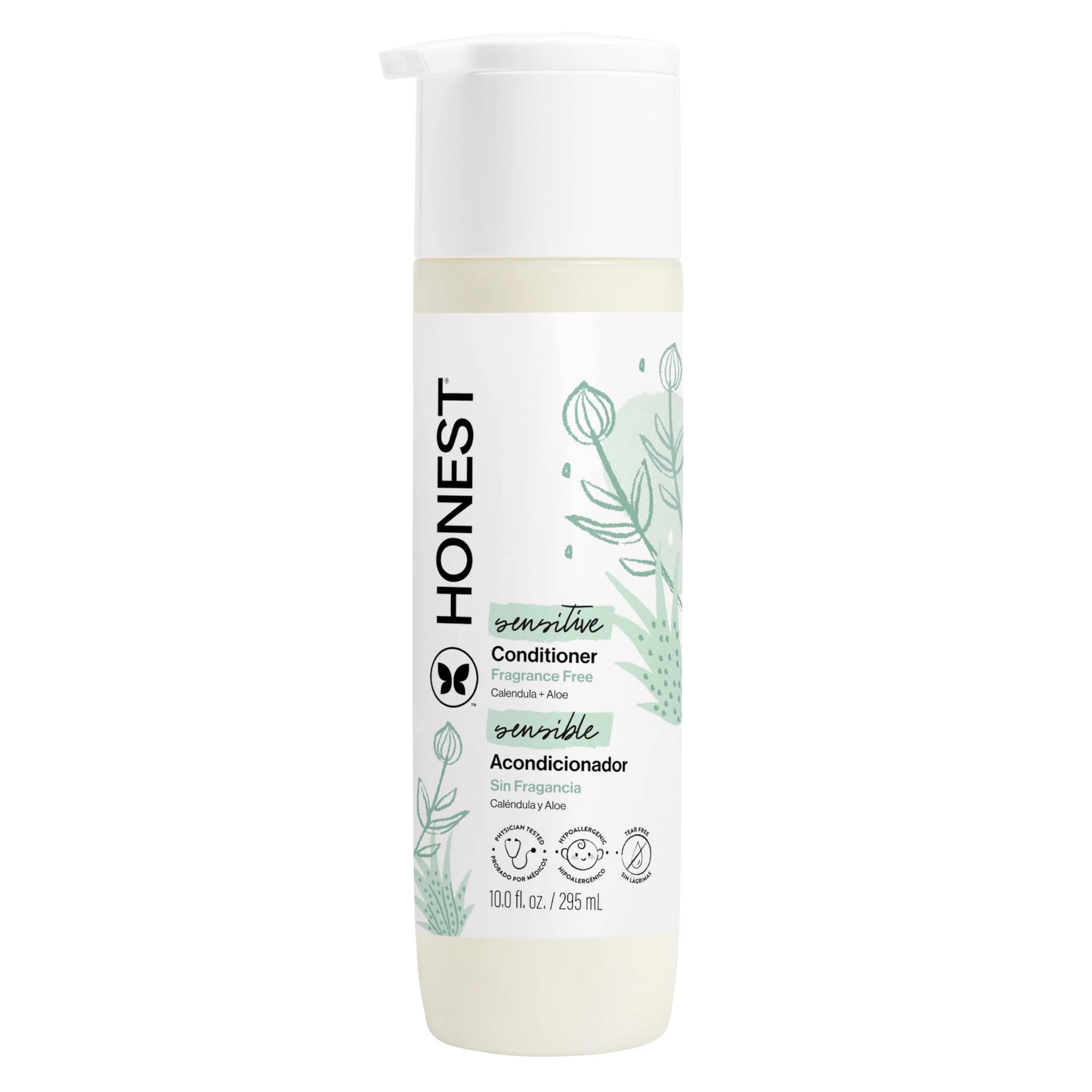 The Honest Company Silicone-Free Conditioner, Fragrance-Free, 10 fl oz (295 ml) | Hypoallergenic Formula for Sensitive Skin - main product image
