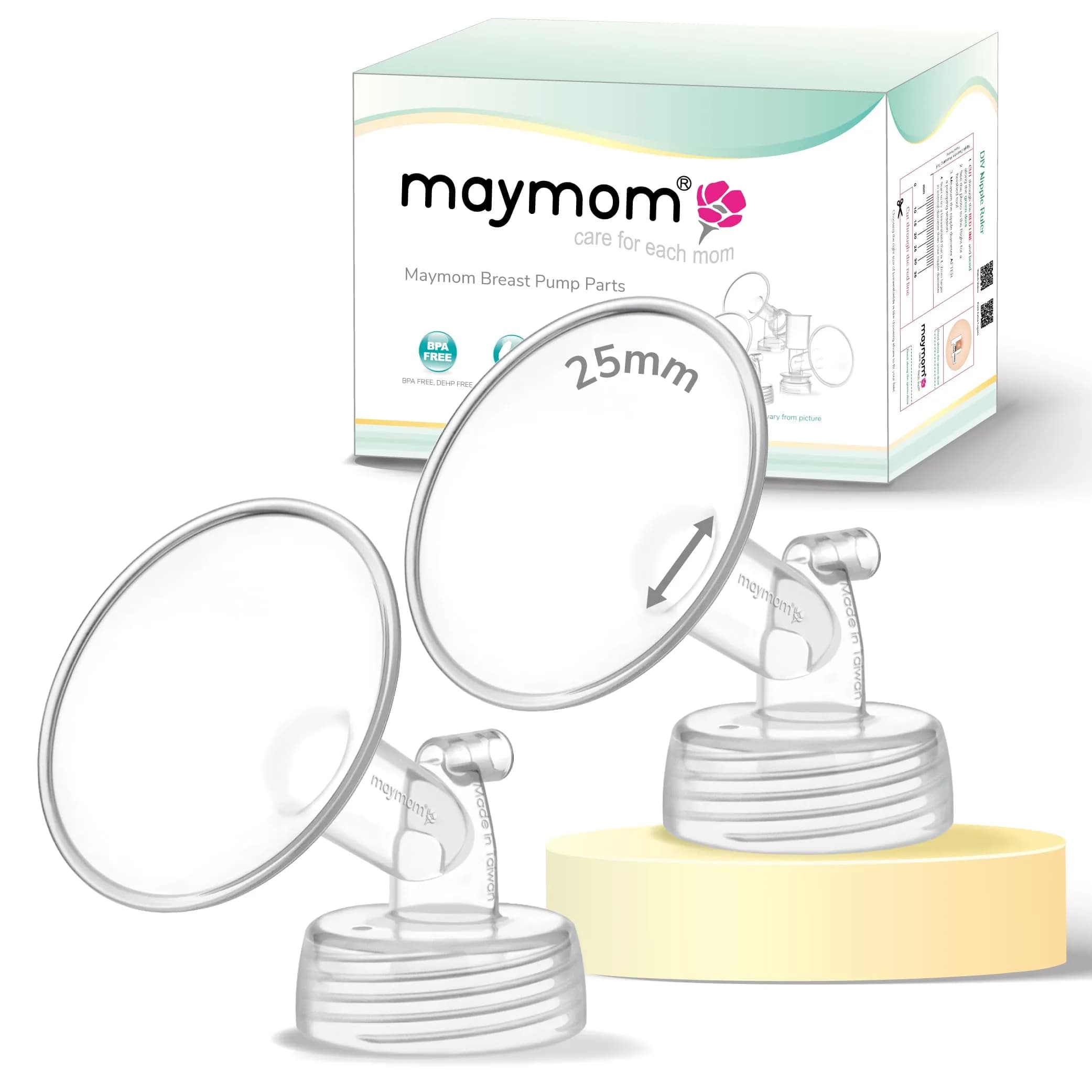 Maymom Breast Pump Parts Compatible with Spectra S1/S2 Pumps | Wide Mouth 25mm Flanges for Comfortable Pumping