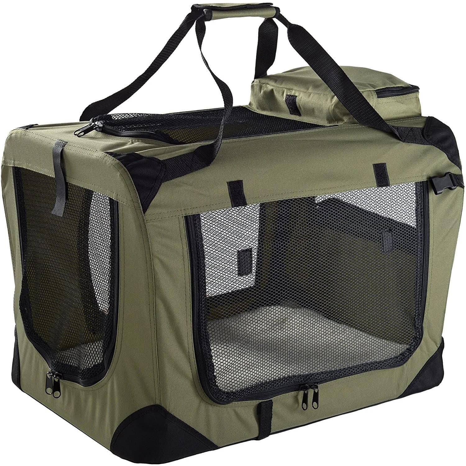 Floofy Friends Animal Carrier Green | Lightweight Fabric Pet Crate for Dogs, Cats & Small Animals