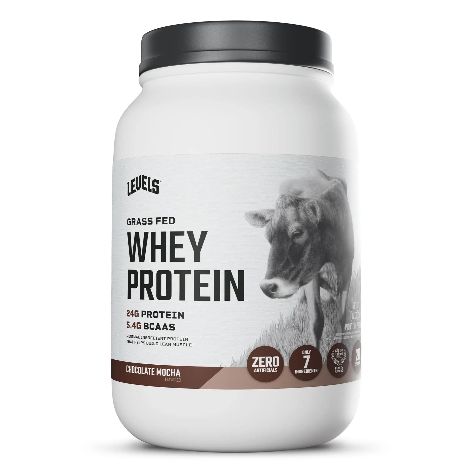 Levels Nutrition Chocolate Mocha Grass Fed Whey Protein Powder, 24G Protein, 2LB | Natural Sweetened Protein for Daily Goals - main product image
