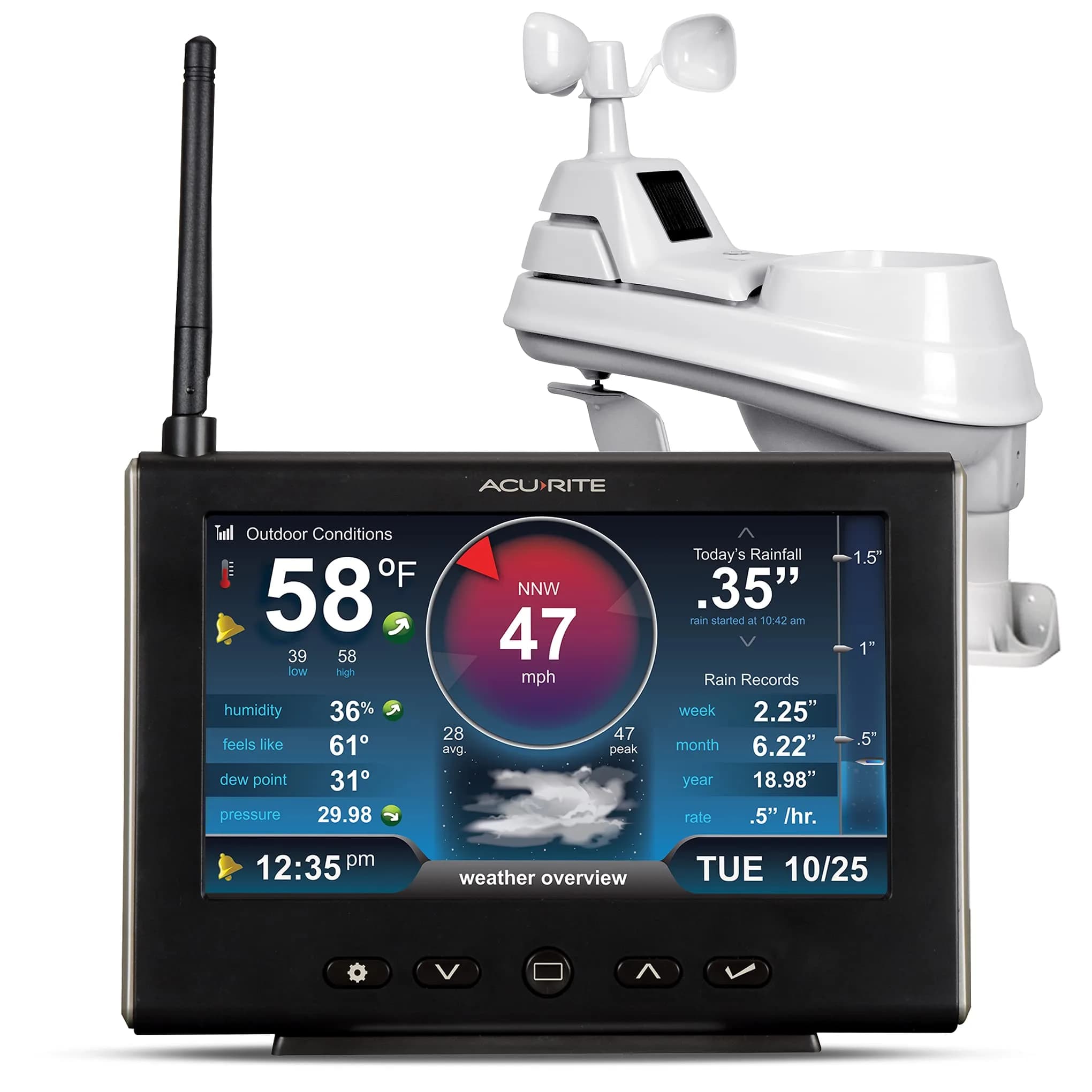 AcuRite Iris Weather Station with Rain Gauge, Wind Speed/Direction, and HD Display | 1.84 kg (4.1 lb) | Real-Time Weather Conditions - main product image