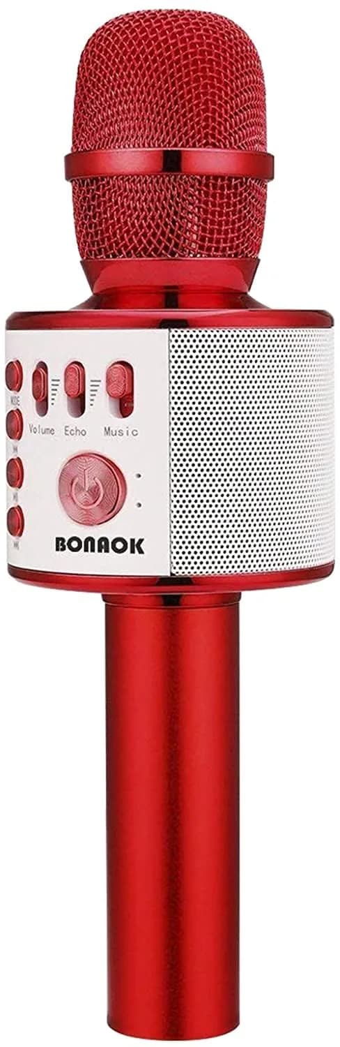 BONAOK Q37 Wireless Bluetooth Karaoke Microphone Red | Portable Handheld Mic Speaker Machine for Parties & Smartphones - main product image