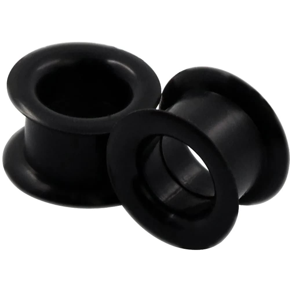 Oyaface Black Silicone Ear Tunnels 16mm | Hypoallergenic, Flexible & Stylish (70-120 chars)