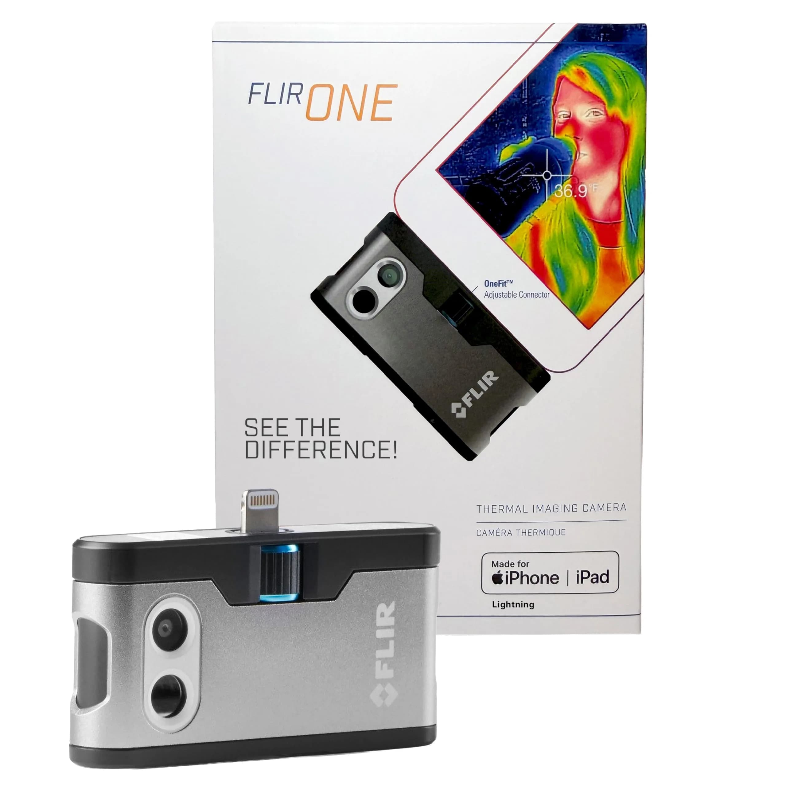 FLIR ONE Thermal Imaging Camera for iOS Smartphones (iPhone 14 & Older), 240x180 Super Resolution (80x60 Native IR) | Jobsite Tough - main product image