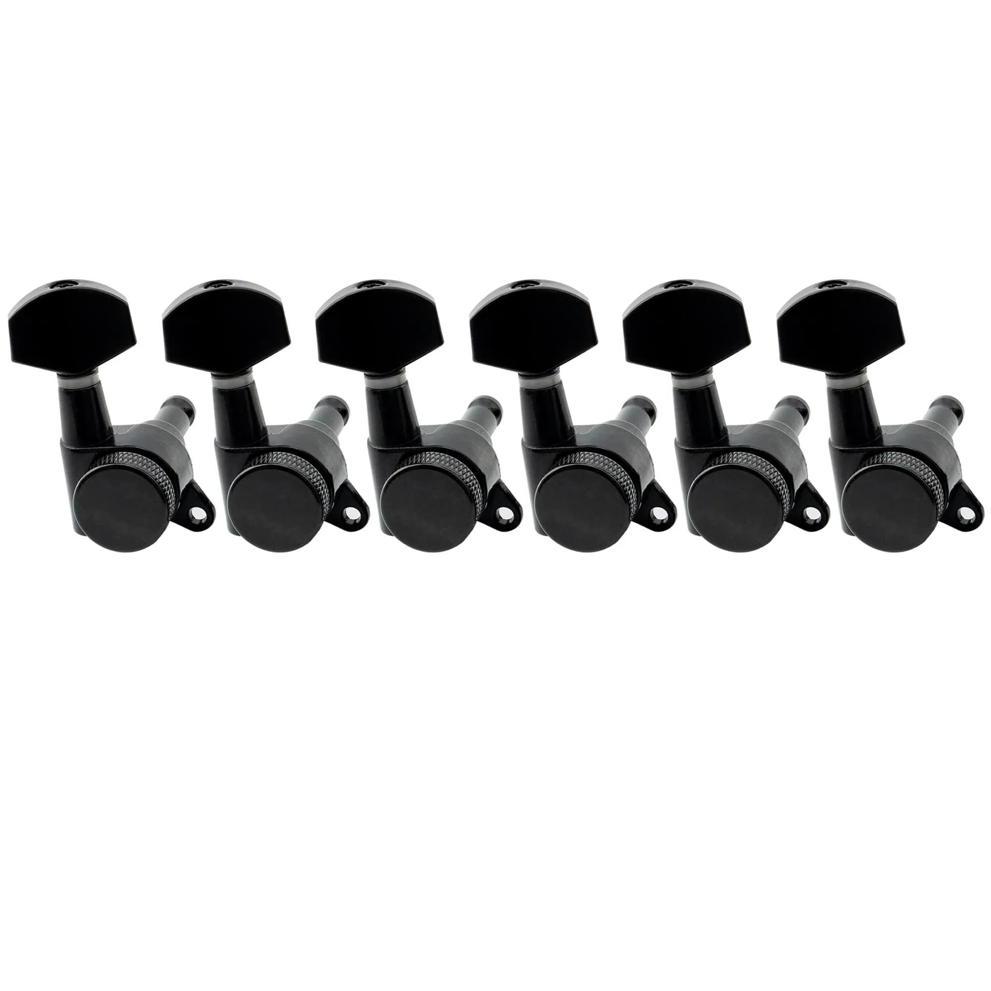 Musiclily Pro 6-in-Line Guitar Locking Tuners Tuning Pegs with 15:1 Gear Ratio, Black | Set of 6 for Strat/Tele Style Electric Guitars - main product image