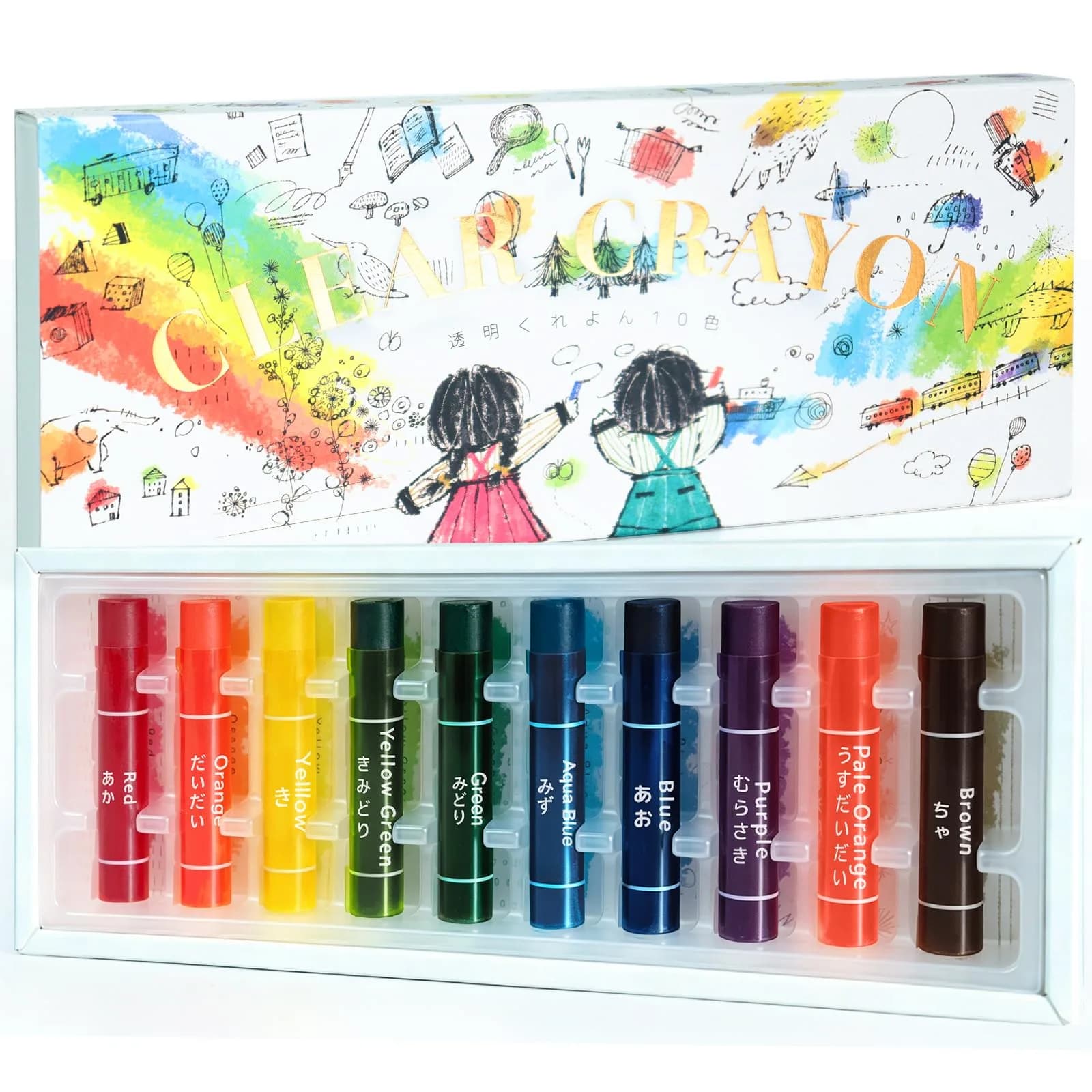 KOKUYO Transparent Oil Gel Crayons 10 Colors | Non-Toxic, Assorted Colors - main product image