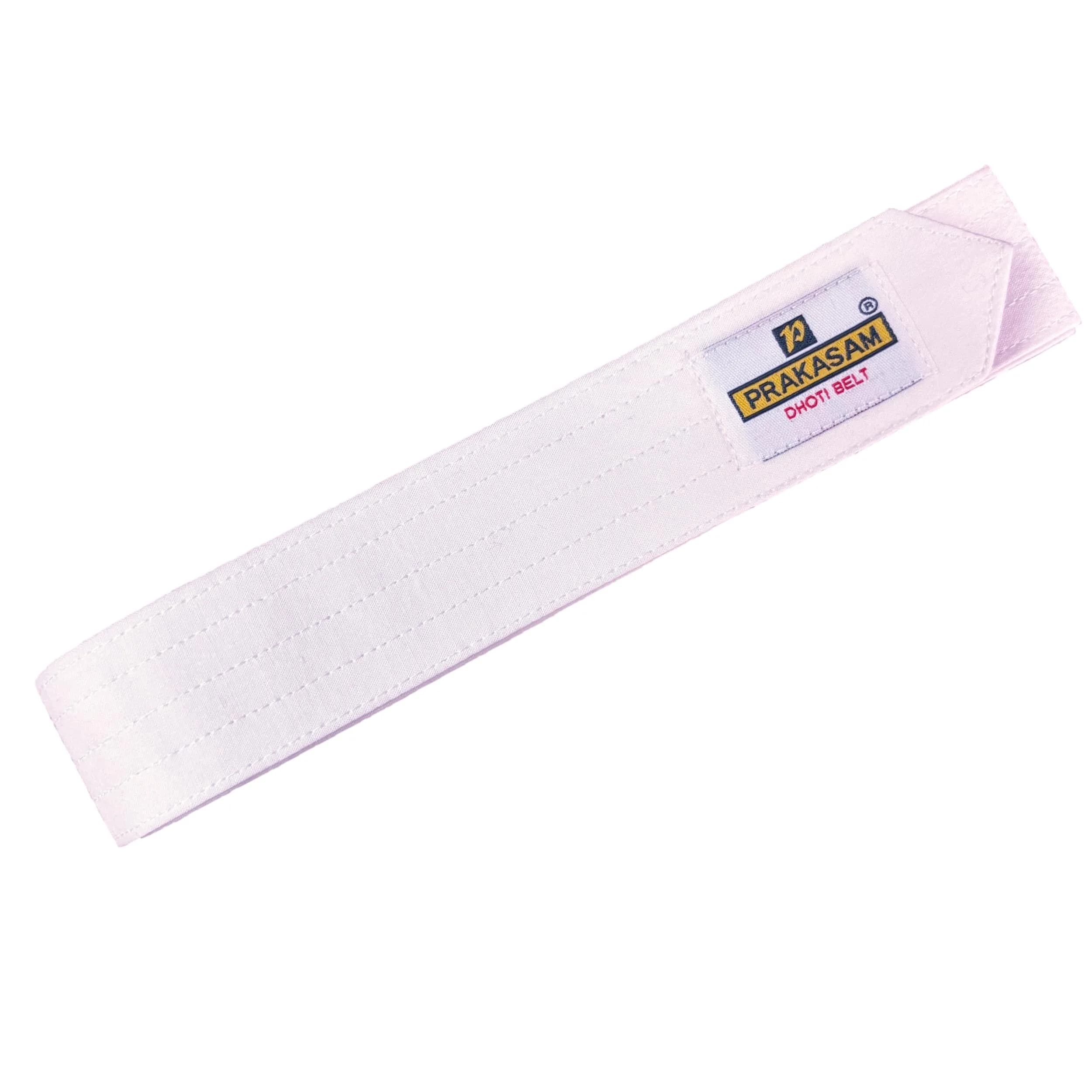 PRAKASAM COTTON Men's Welcro Dhoti Belt Medium White | Traditional Cotton Belt for Men