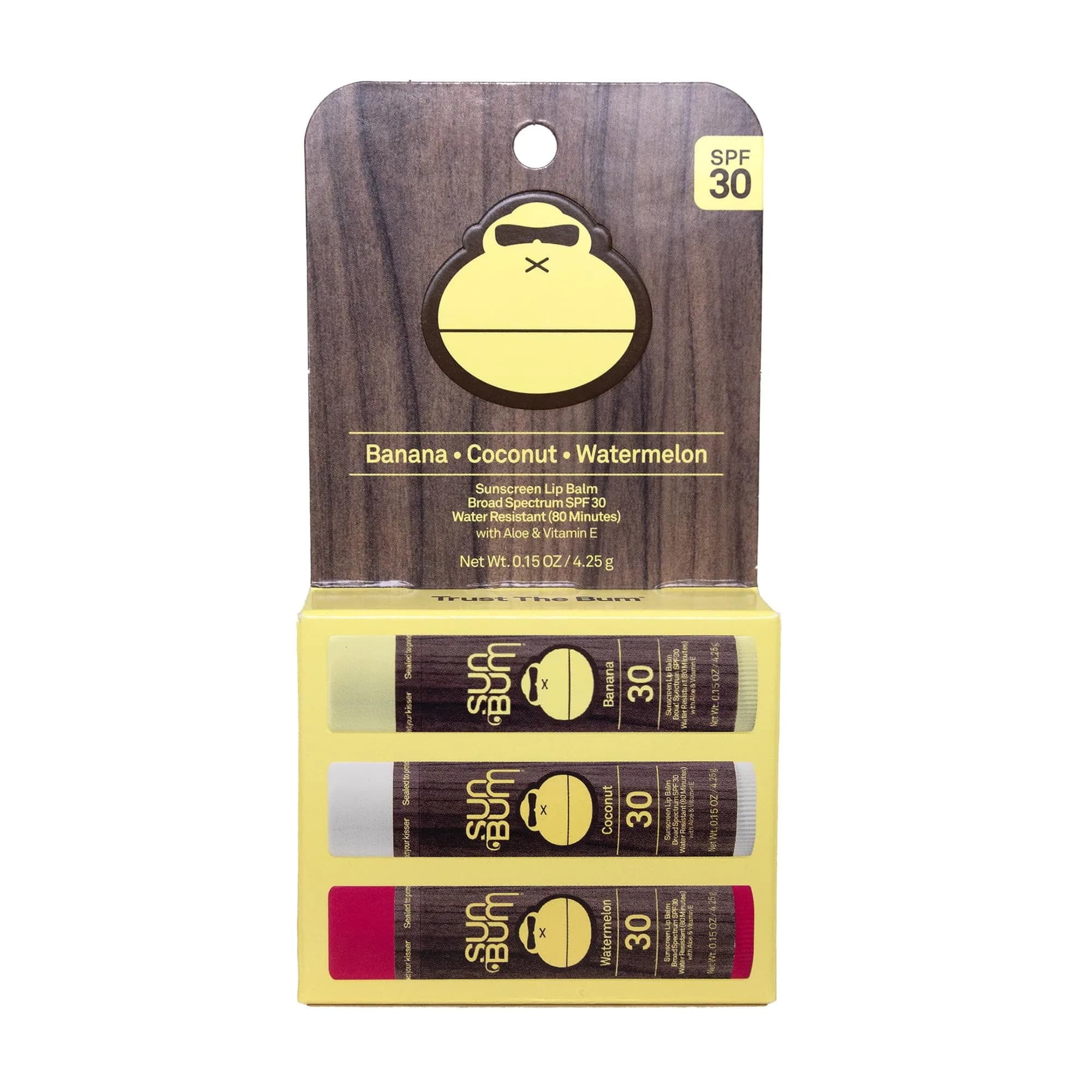 Sun Bum SPF 30 Sunscreen Lip Balm 0.15 oz | Vegan, Aloe & Vitamin E, Hydrating, SPF 30, 3 Flavors - main product image