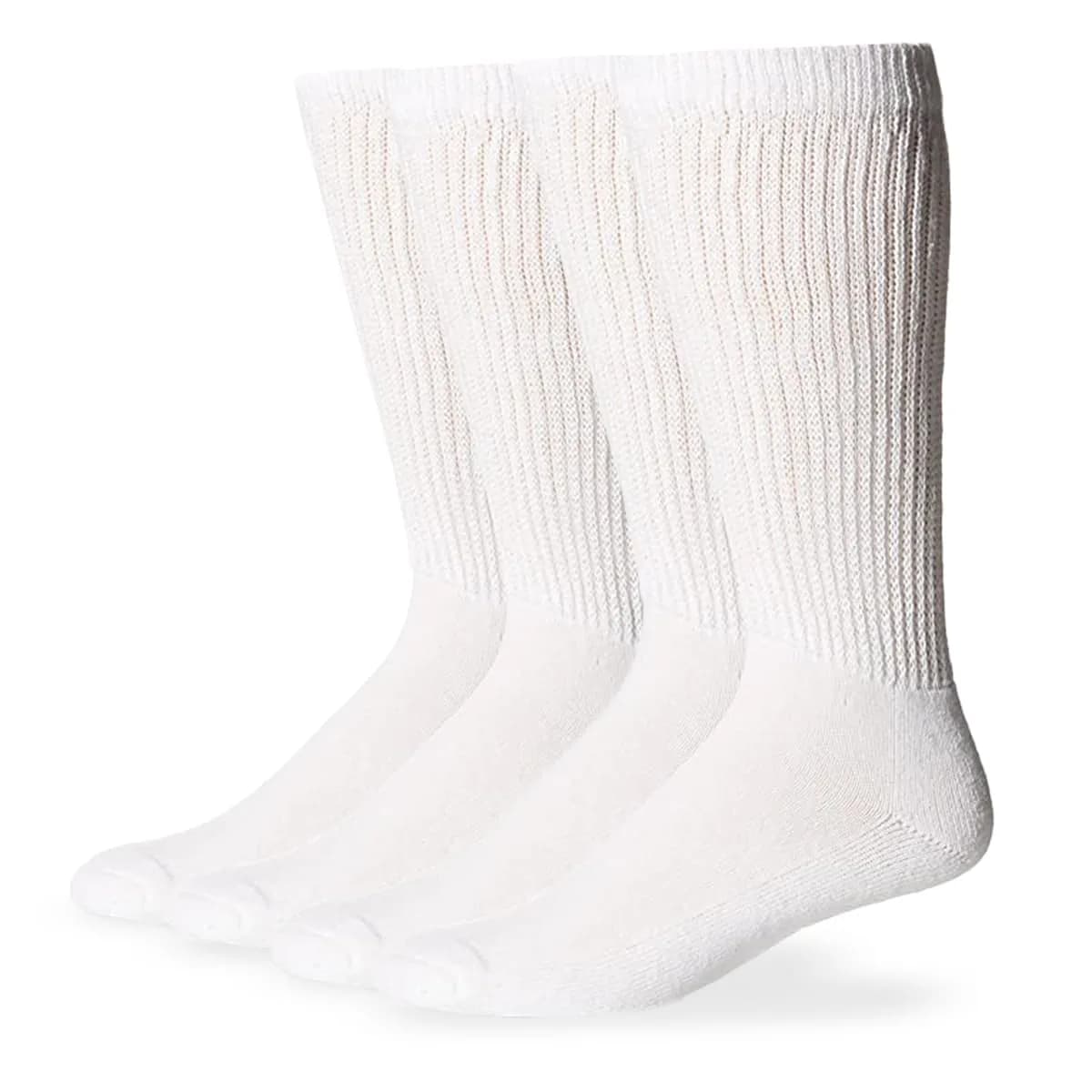 Carolina Ultimate Men's Diabetic Non-binding Mid-Calf Socks 2 Pack, White, Large (US Shoe 9-13) | Breathable Cotton Blend - main product image