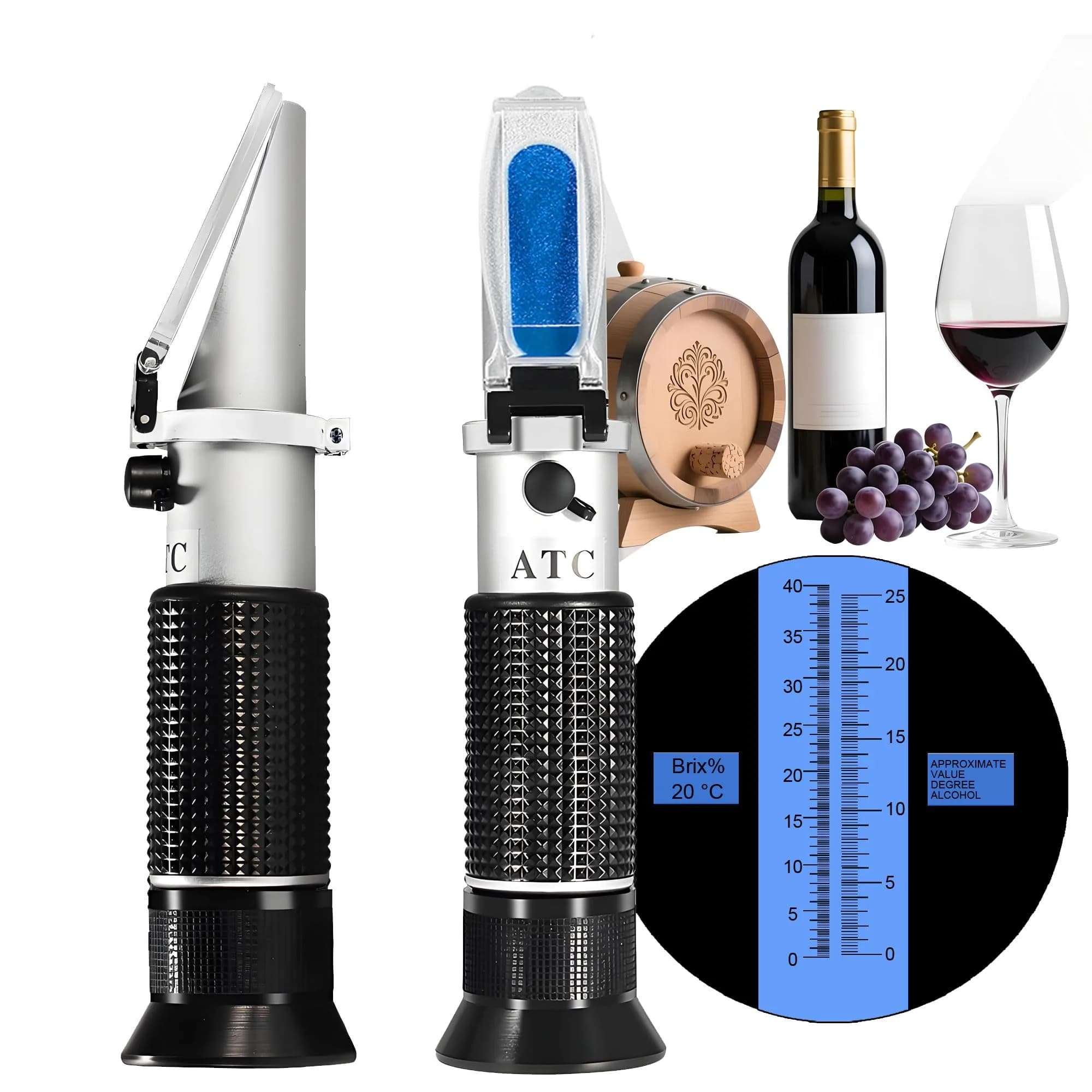 V·RESOURCING Wine Refractometer 0-40% Brix & 0-25% Alcohol | Handheld with ATC for Wine & Homebrew (100 words)