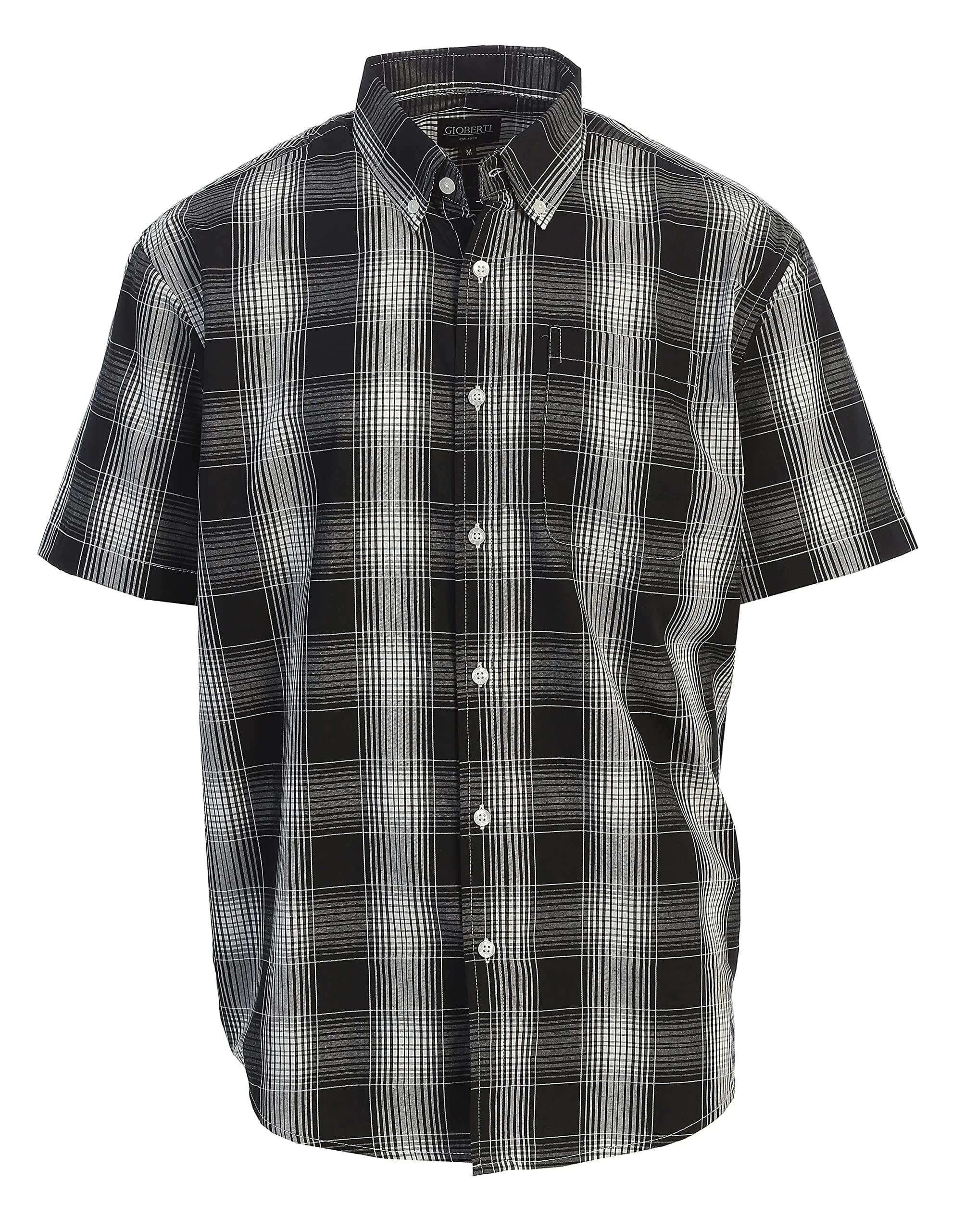 Gioberti Mens Casual Plaid Button Down Short Sleeve Shirt, X Large | Classic Fit Cotton Blend