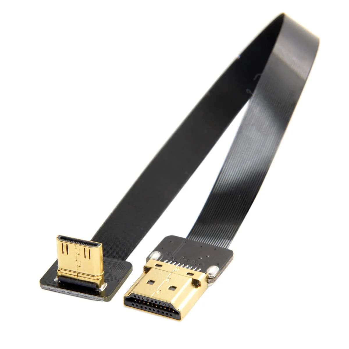 JSER CYFPV 90 Degree Up Angled Mini HDMI Male to HDMI Male FPC Flat Cable 20cm | Connects FPV Cameras to HDTVs - main product image