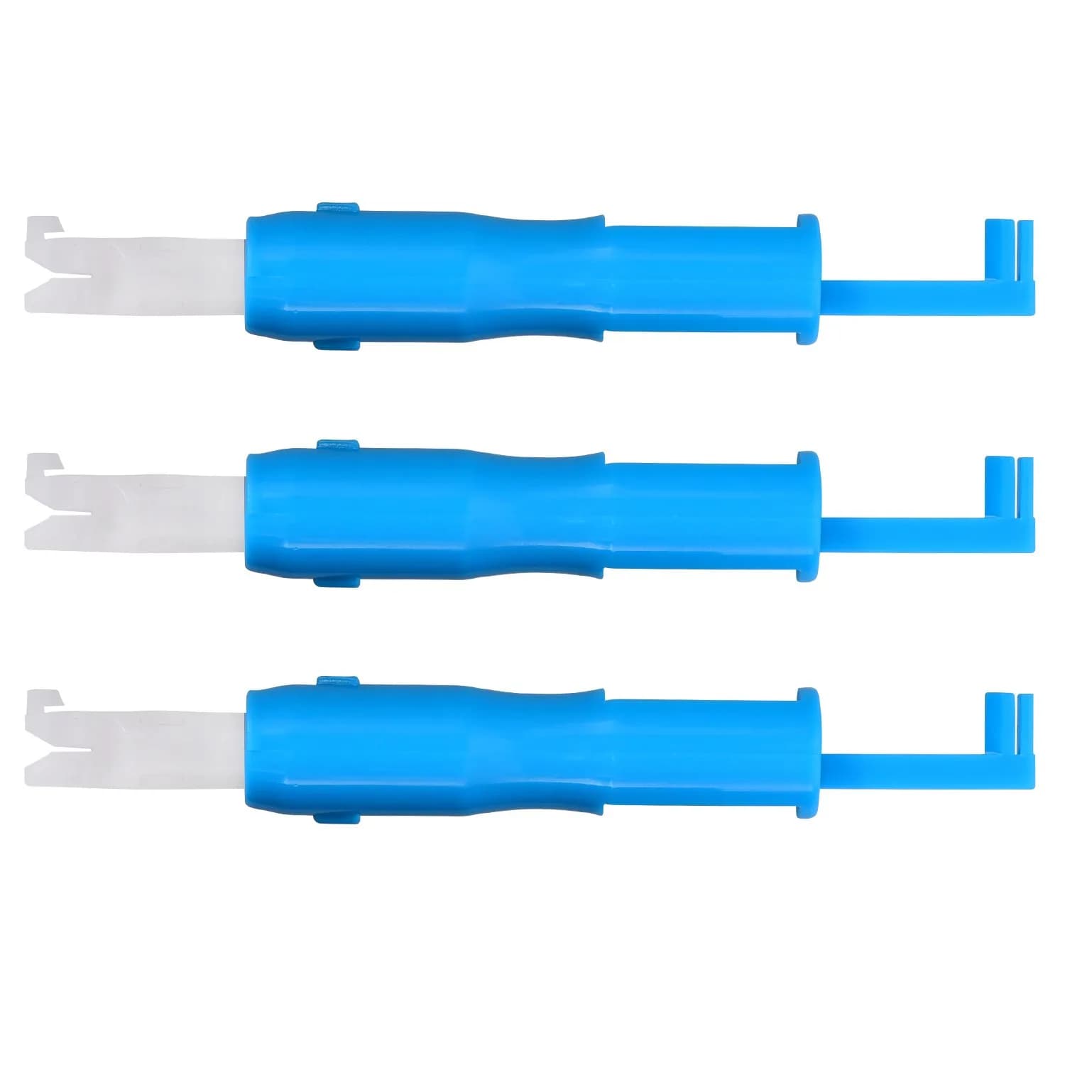 Hicarer Sewing Machine Needle Threader Set, 3 Pieces, Automatic Needle Inserter, for Household Sewing Machines, Blue & White | Easy Threading & Needle Holding
