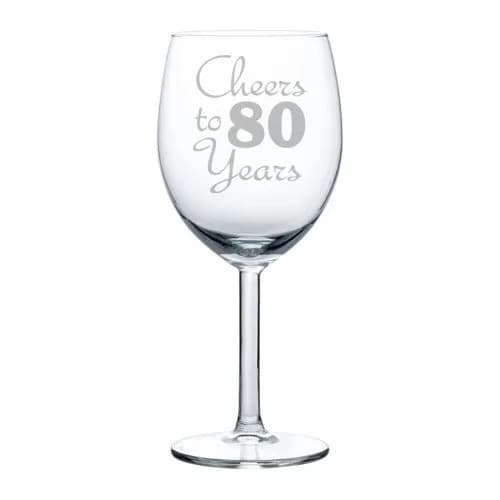 MIP Wine Glass Goblet Cheers To 80 Years Anniversary 10oz | Elegant Anniversary Gift