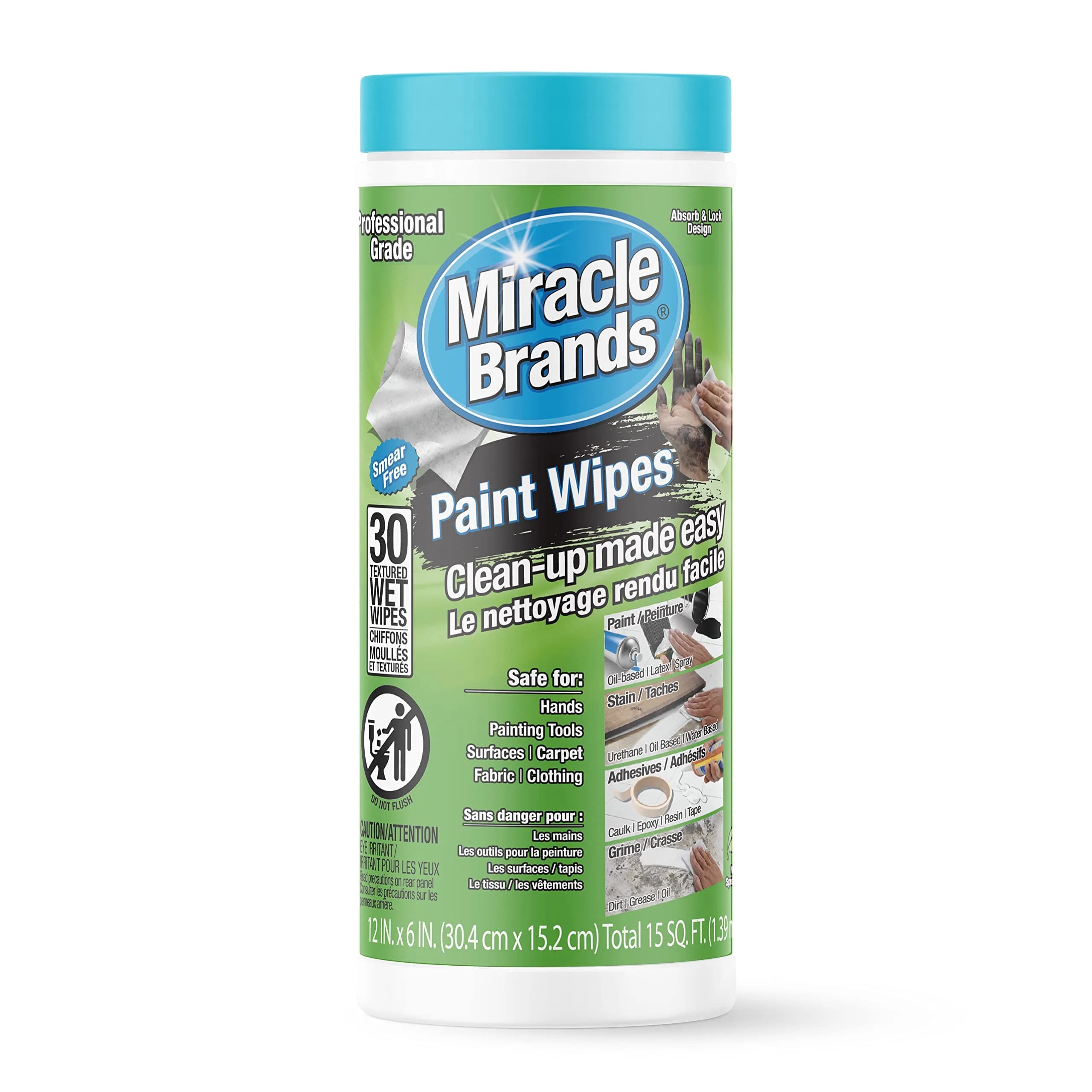 MiracleWipes Surface Cleaning Wipe 30 Count | Fast Cleanup for Paint & Grime, Made in USA