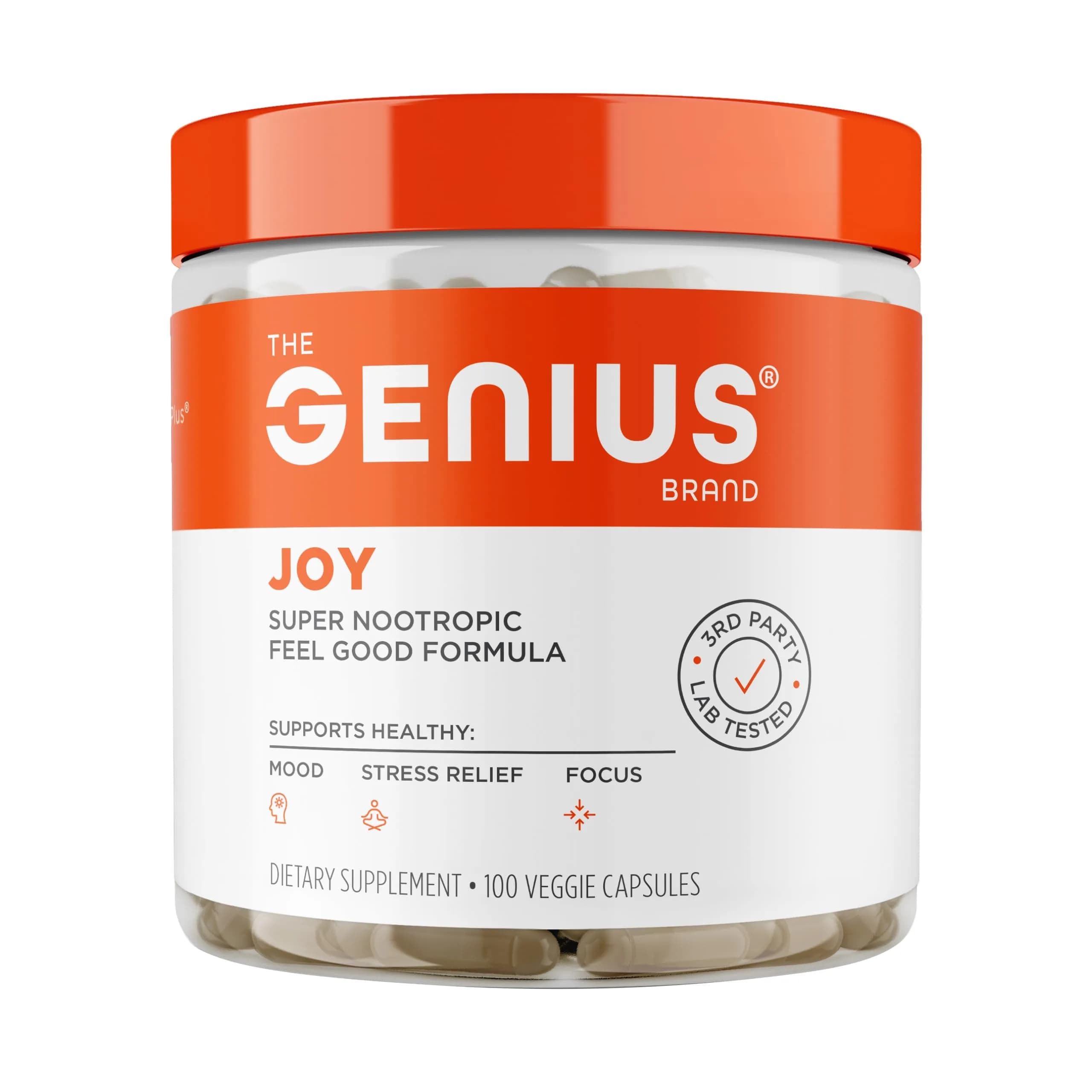 The Genius Brand Genius Joy Nootropic Mood Supplement, 100 Veggie Pills | Mood Boosting Vitamins & Minerals for Focus & Wellbeing